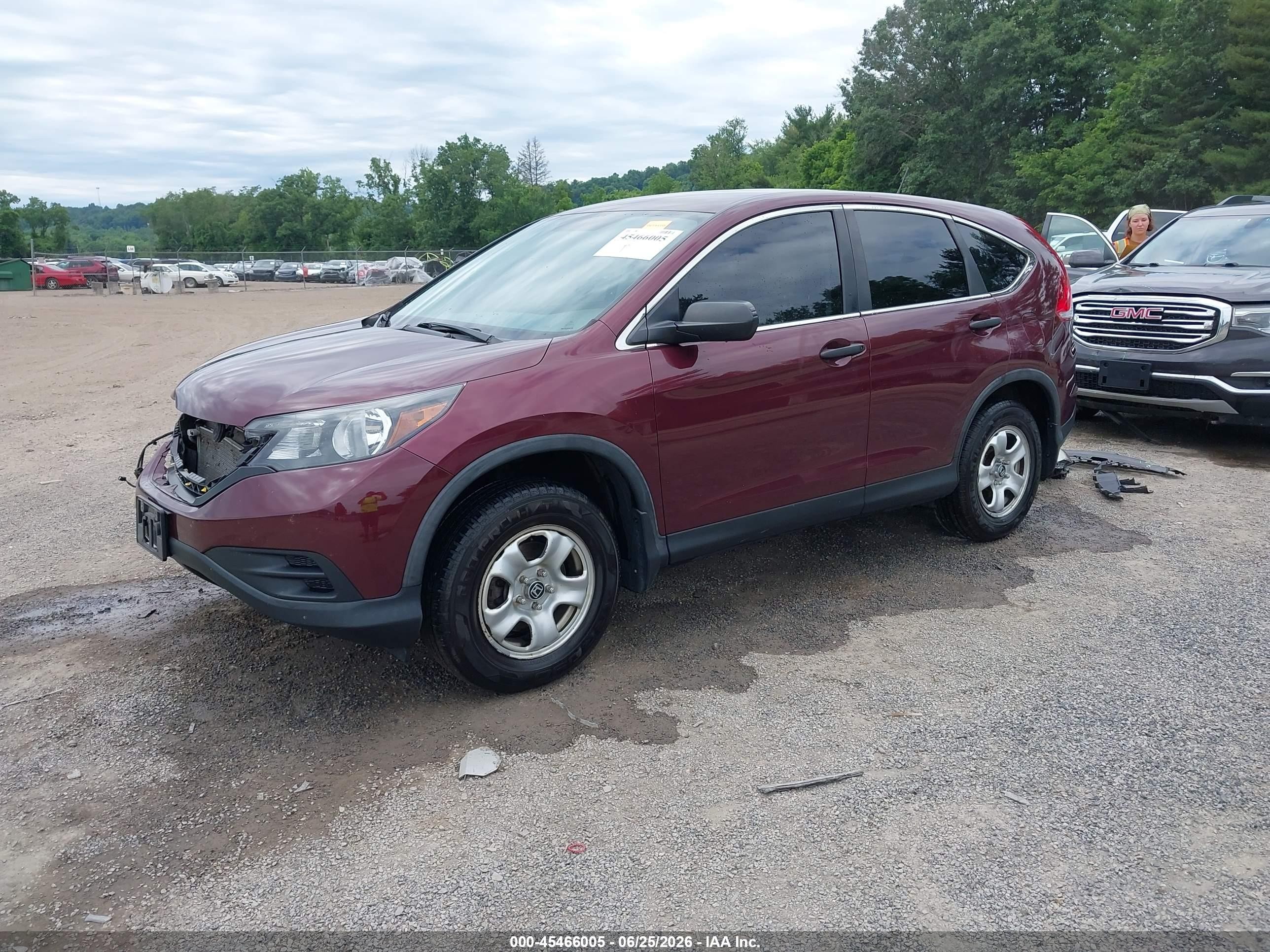 2014 Honda Cr-v Lx Burgundy vin: 5J6RM4H34EL001640