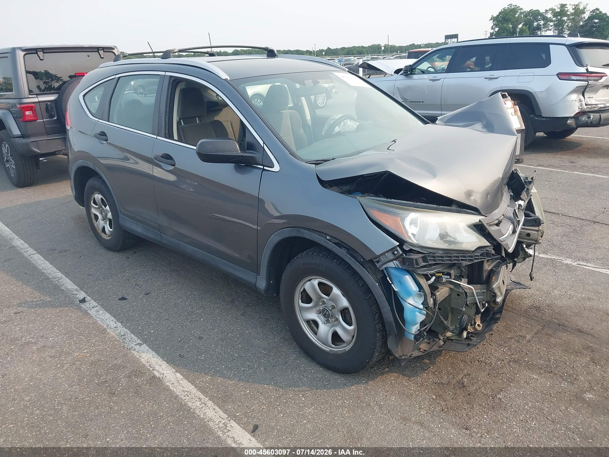 2014 Honda Cr-v Lx Gray vin: 5J6RM4H34EL038025