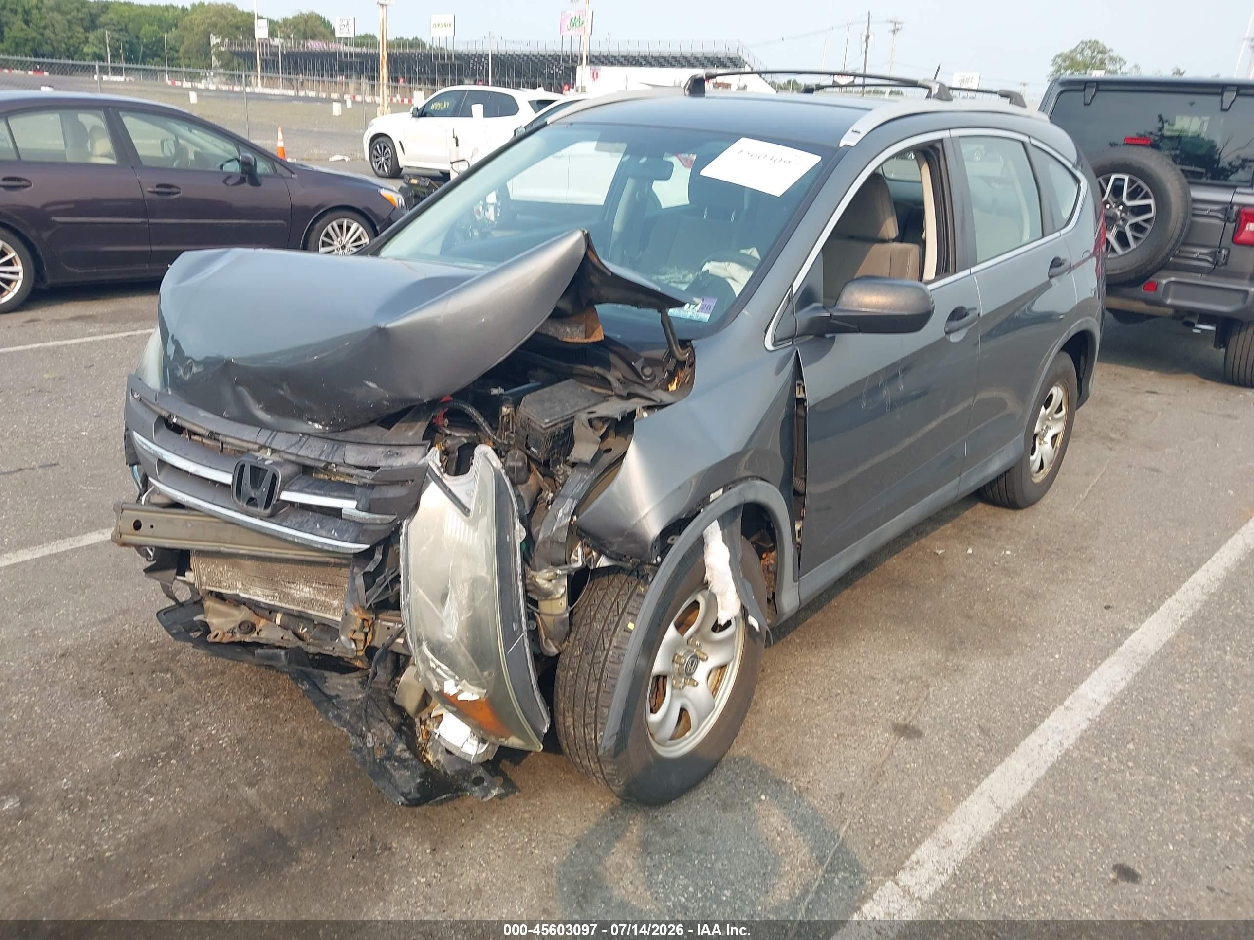 2014 Honda Cr-v Lx Gray vin: 5J6RM4H34EL038025