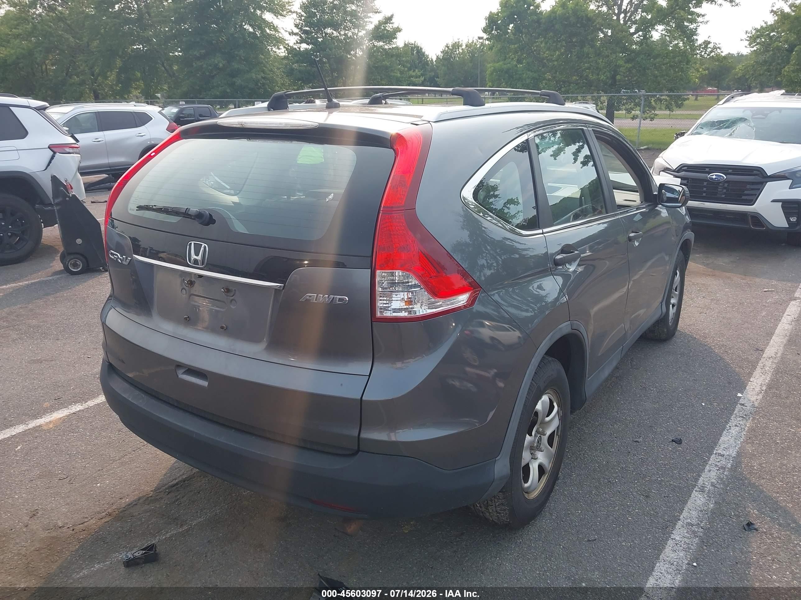 2014 Honda Cr-v Lx Gray vin: 5J6RM4H34EL038025