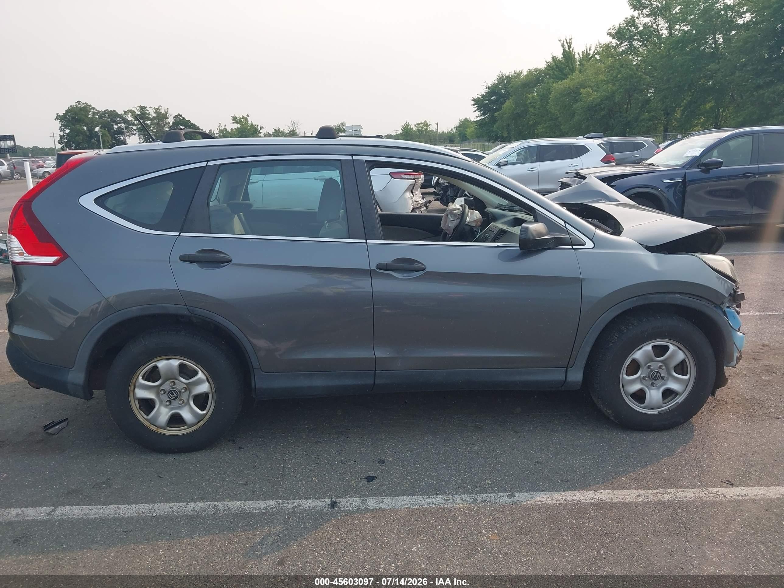 2014 Honda Cr-v Lx Gray vin: 5J6RM4H34EL038025