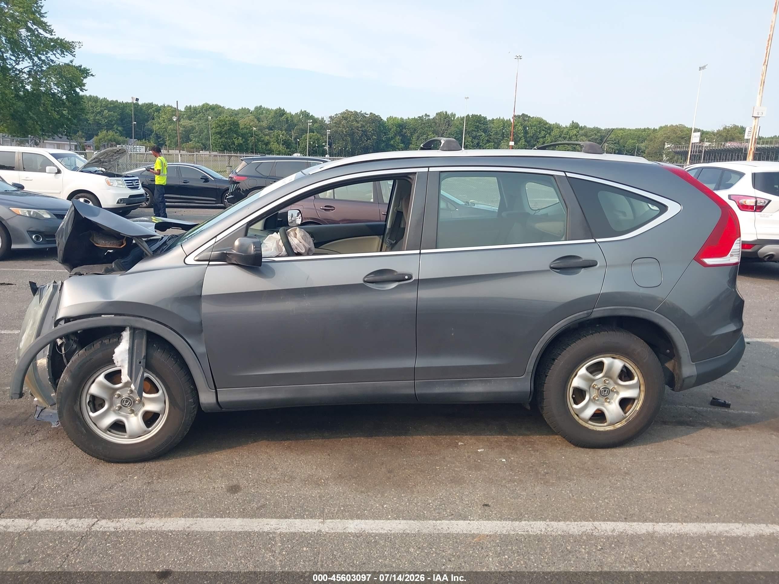 2014 Honda Cr-v Lx Gray vin: 5J6RM4H34EL038025