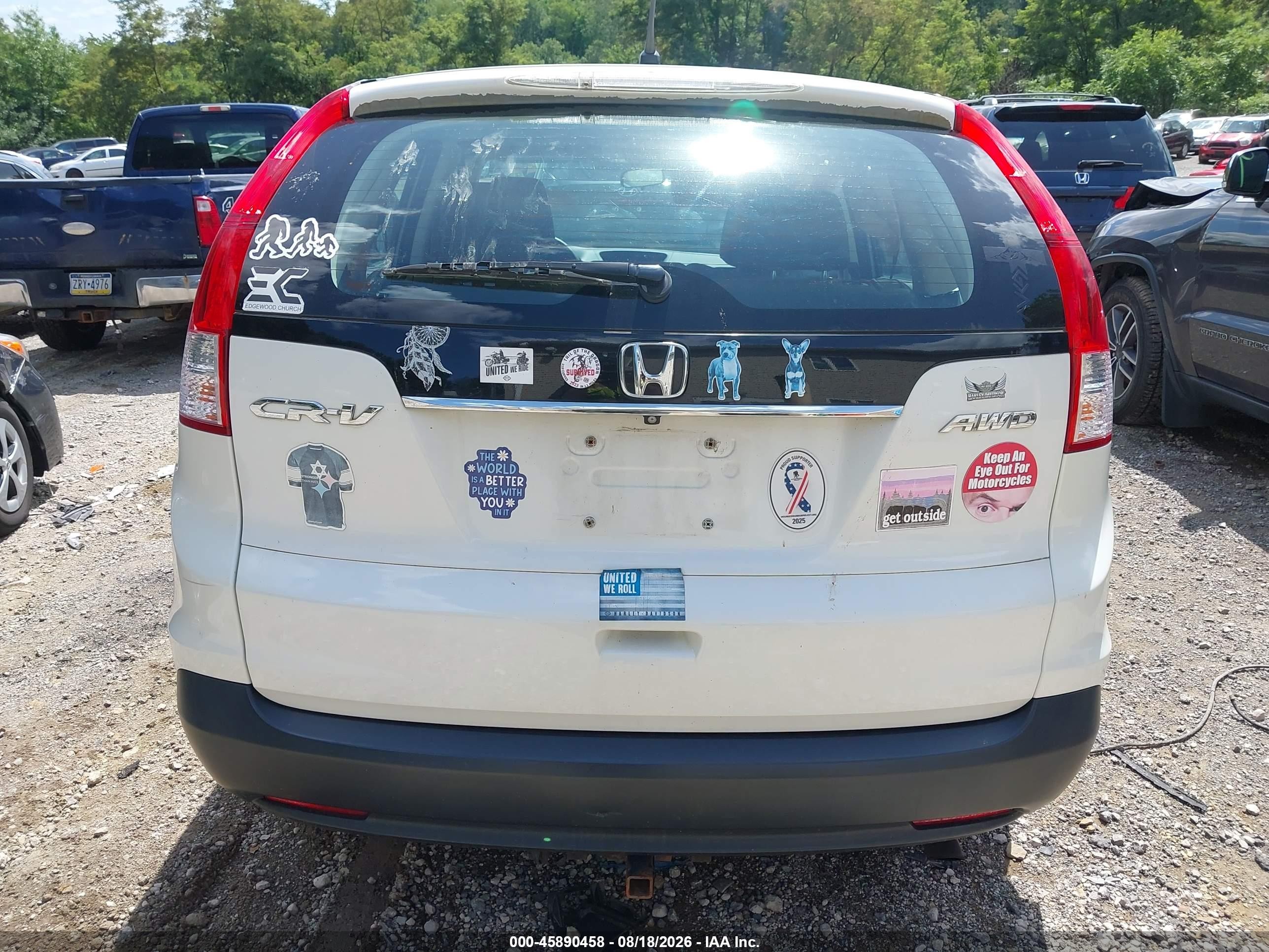 2014 Honda Cr-v Lx White vin: 5J6RM4H34EL062258