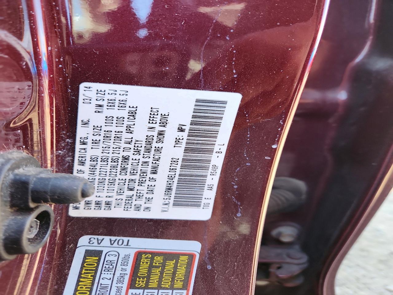2014 Honda Cr-v Lx Red vin: 5J6RM4H34EL067282
