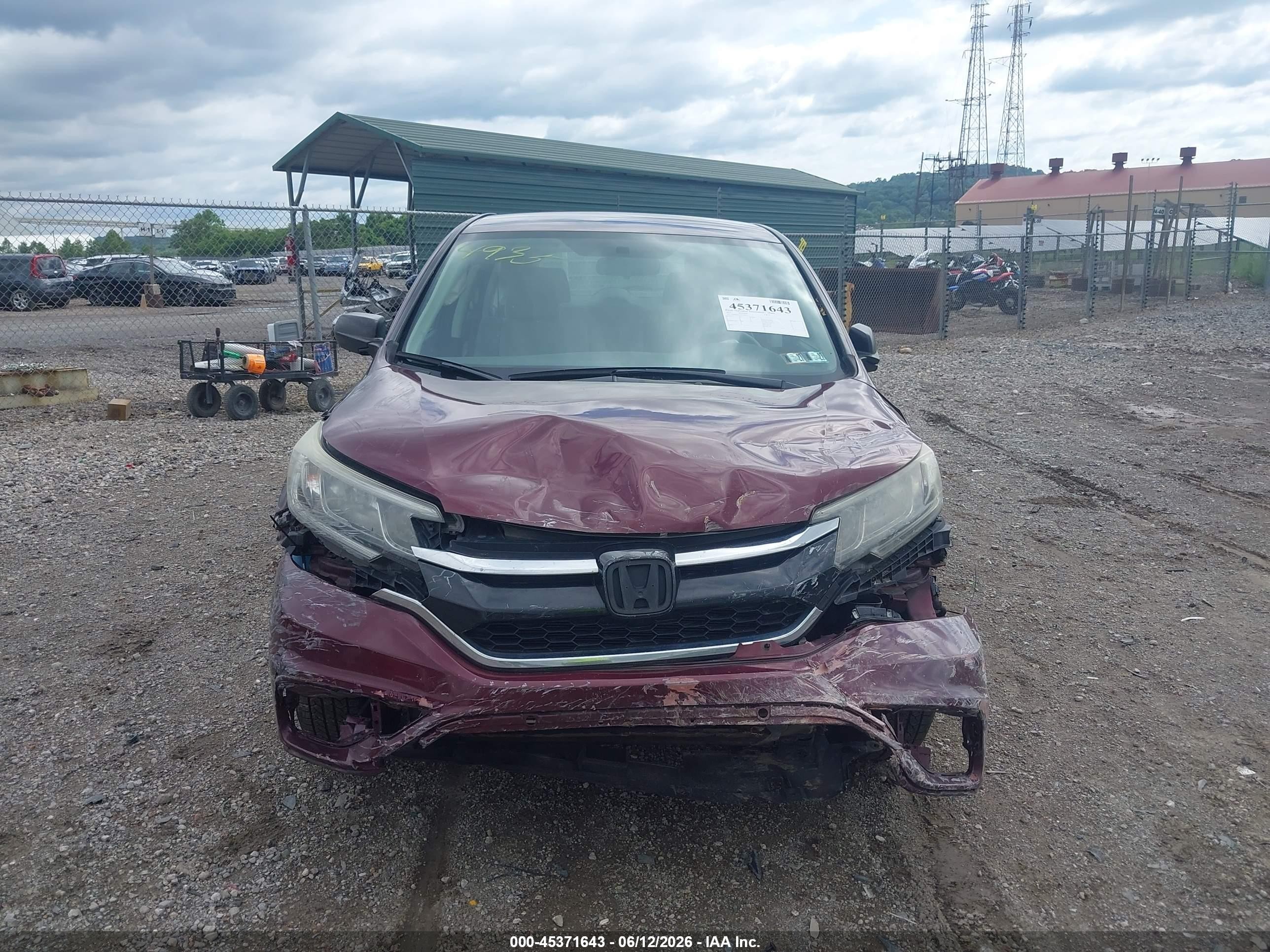 2015 Honda Cr-v Lx Maroon vin: 5J6RM4H34FL024935