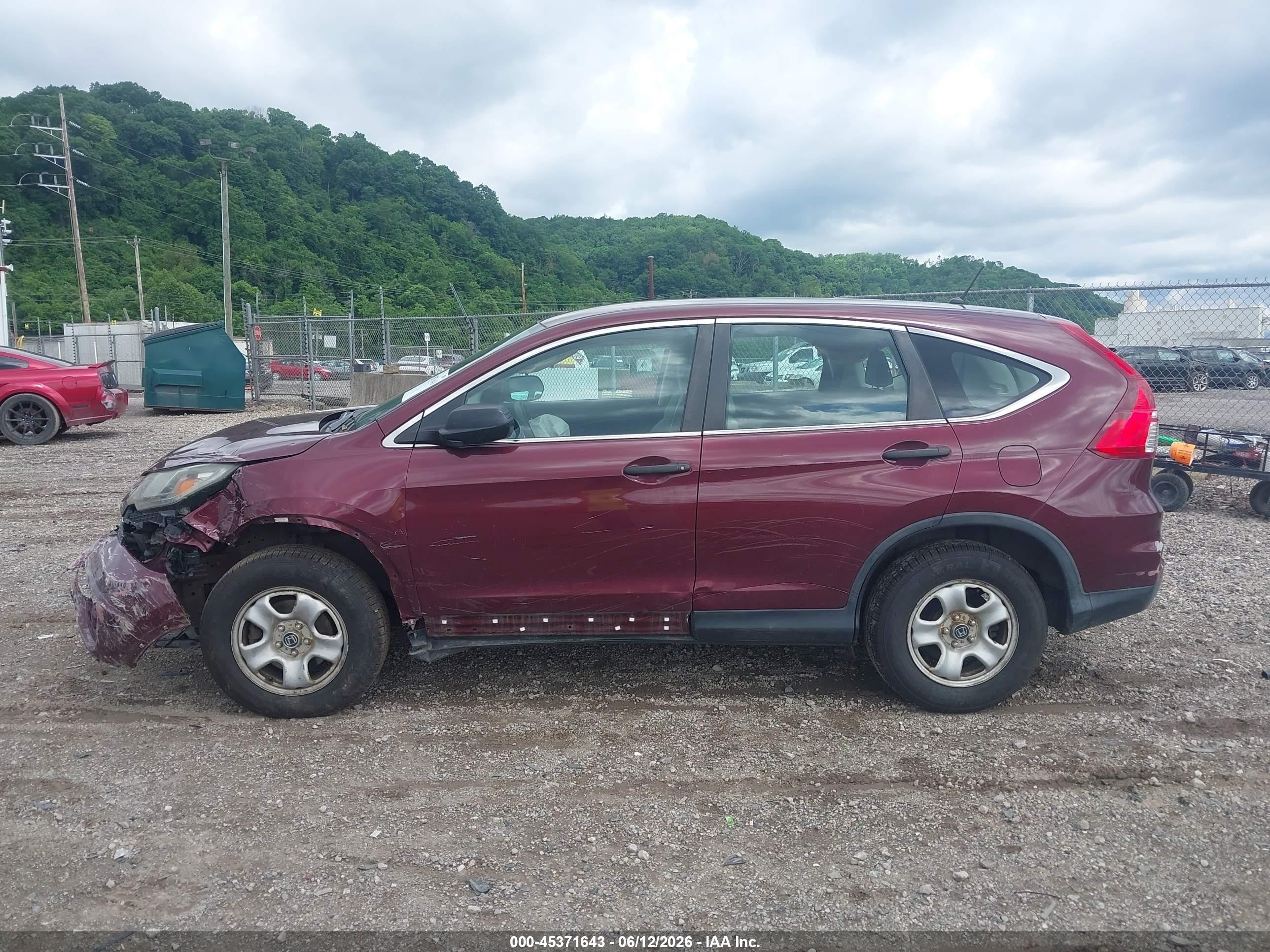 2015 Honda Cr-v Lx Maroon vin: 5J6RM4H34FL024935