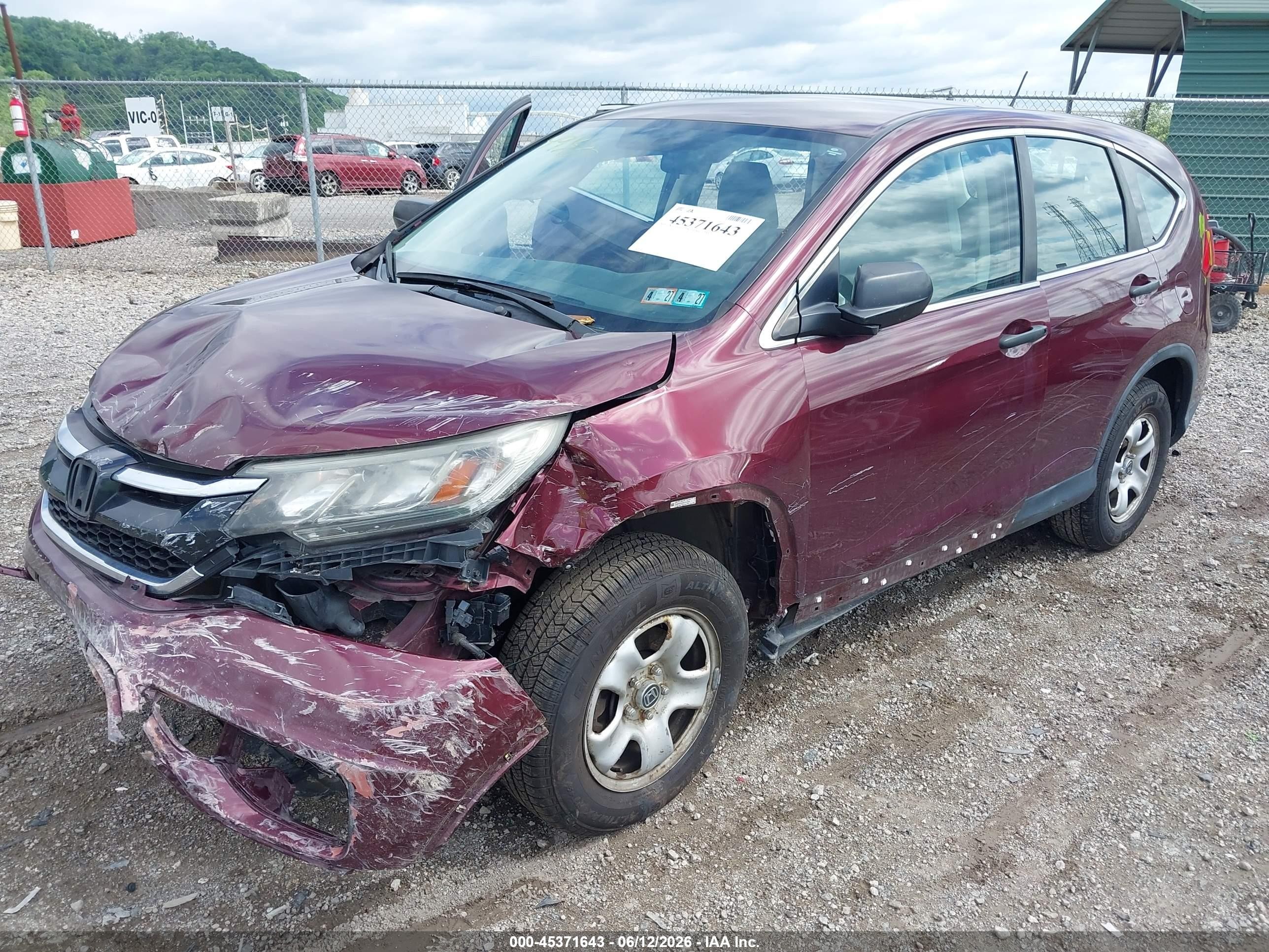 2015 Honda Cr-v Lx Maroon vin: 5J6RM4H34FL024935