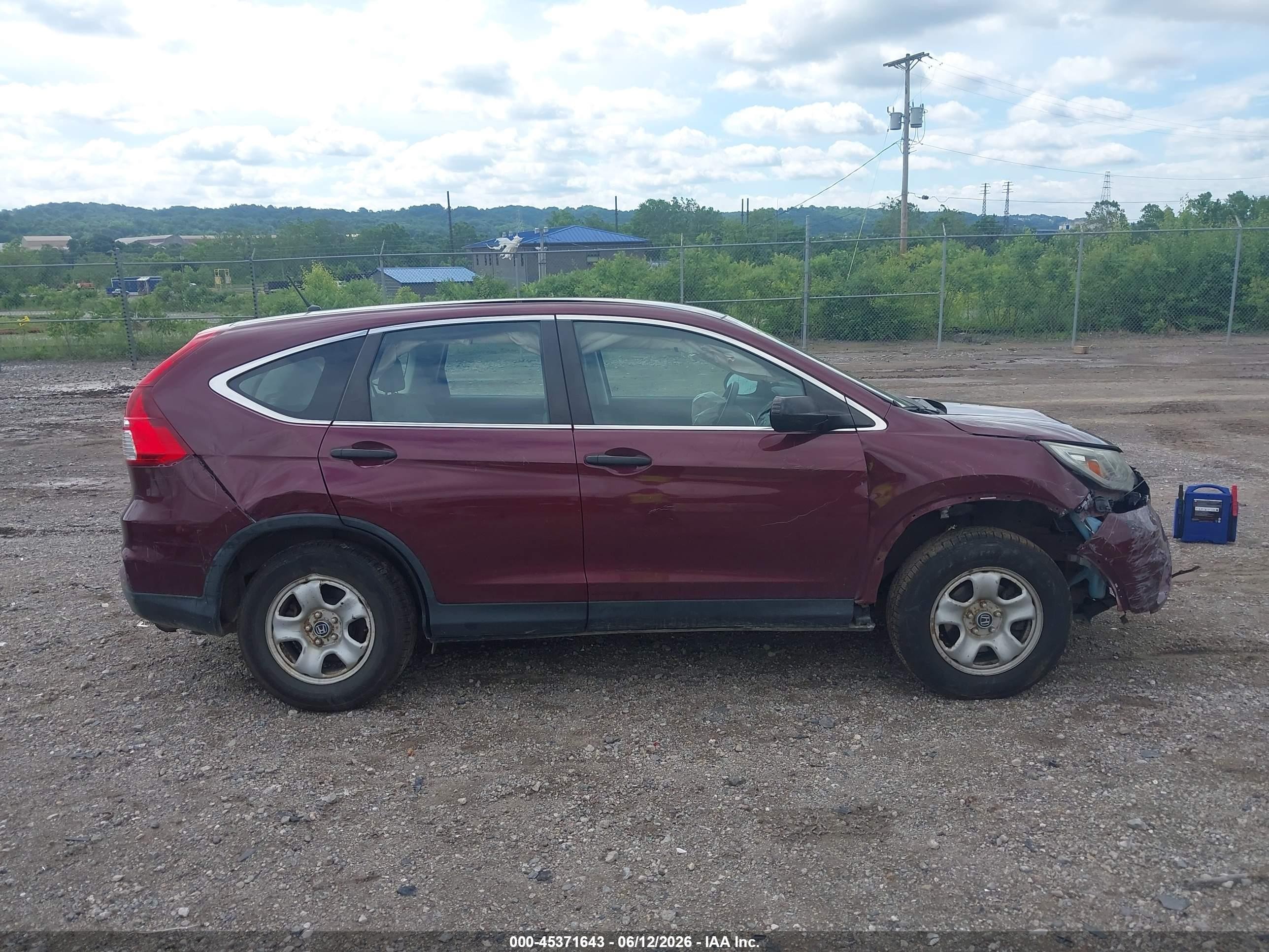 2015 Honda Cr-v Lx Maroon vin: 5J6RM4H34FL024935