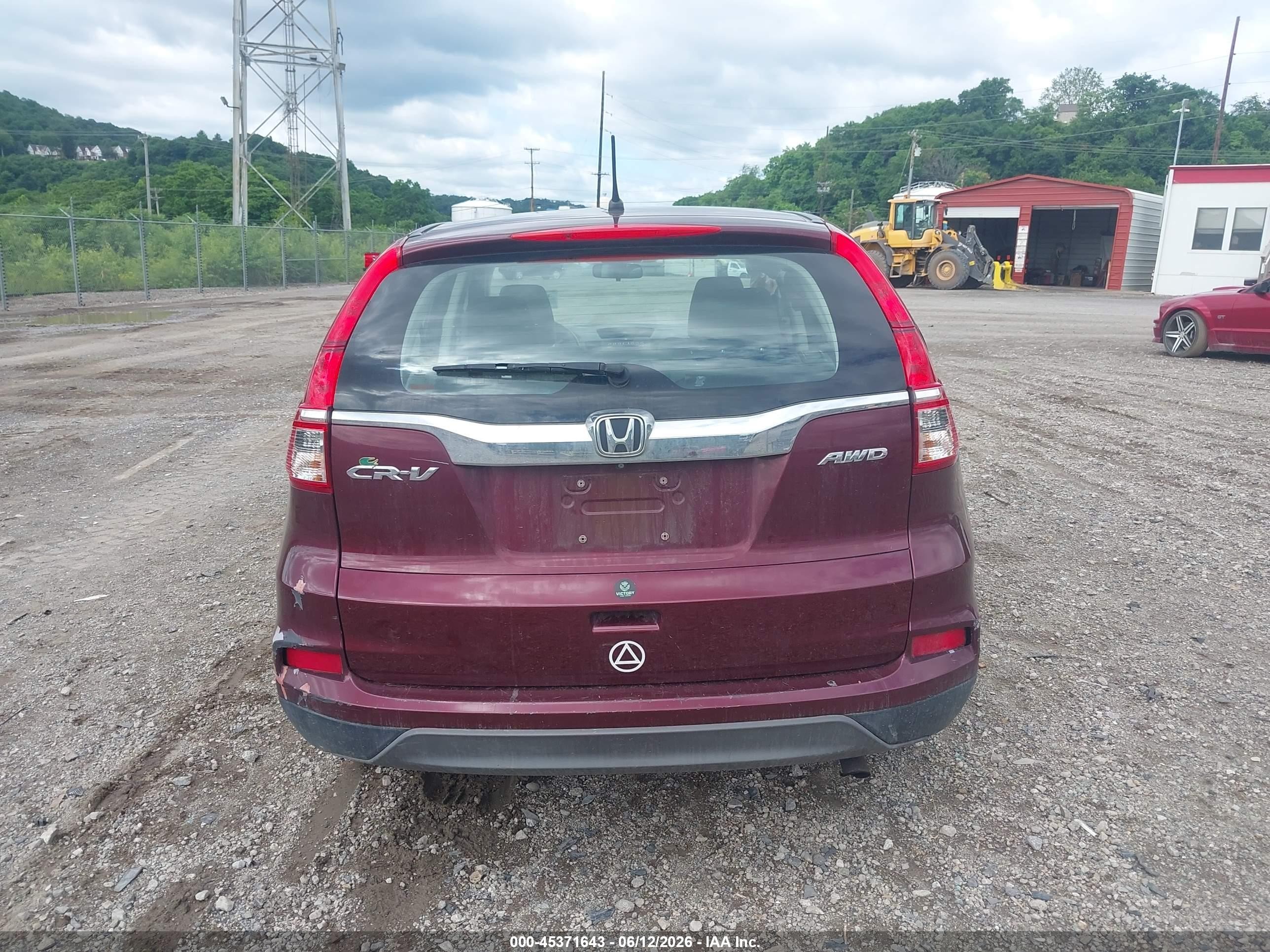 2015 Honda Cr-v Lx Maroon vin: 5J6RM4H34FL024935