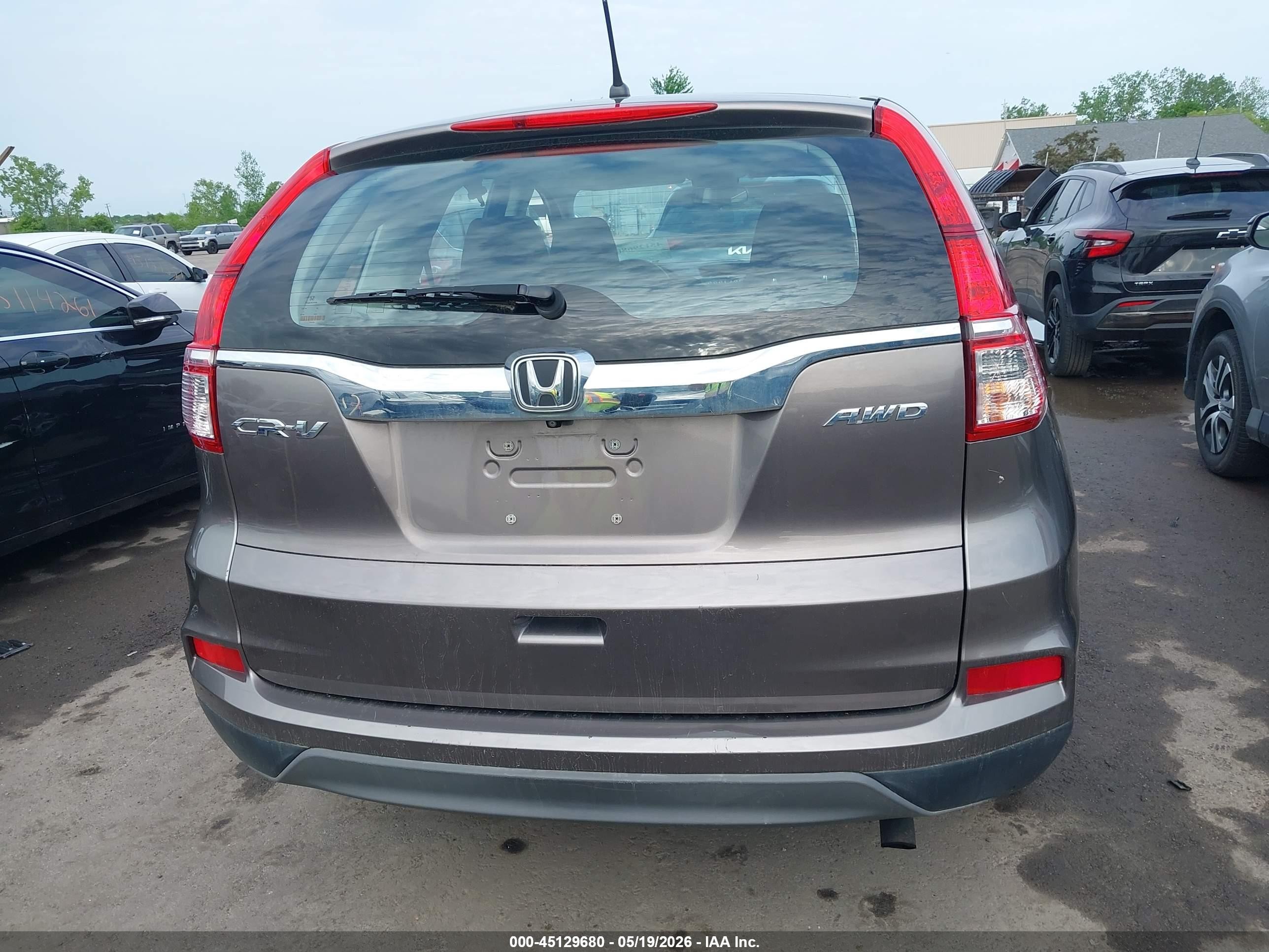 2015 Honda Cr-v Lx Gray vin: 5J6RM4H34FL062049
