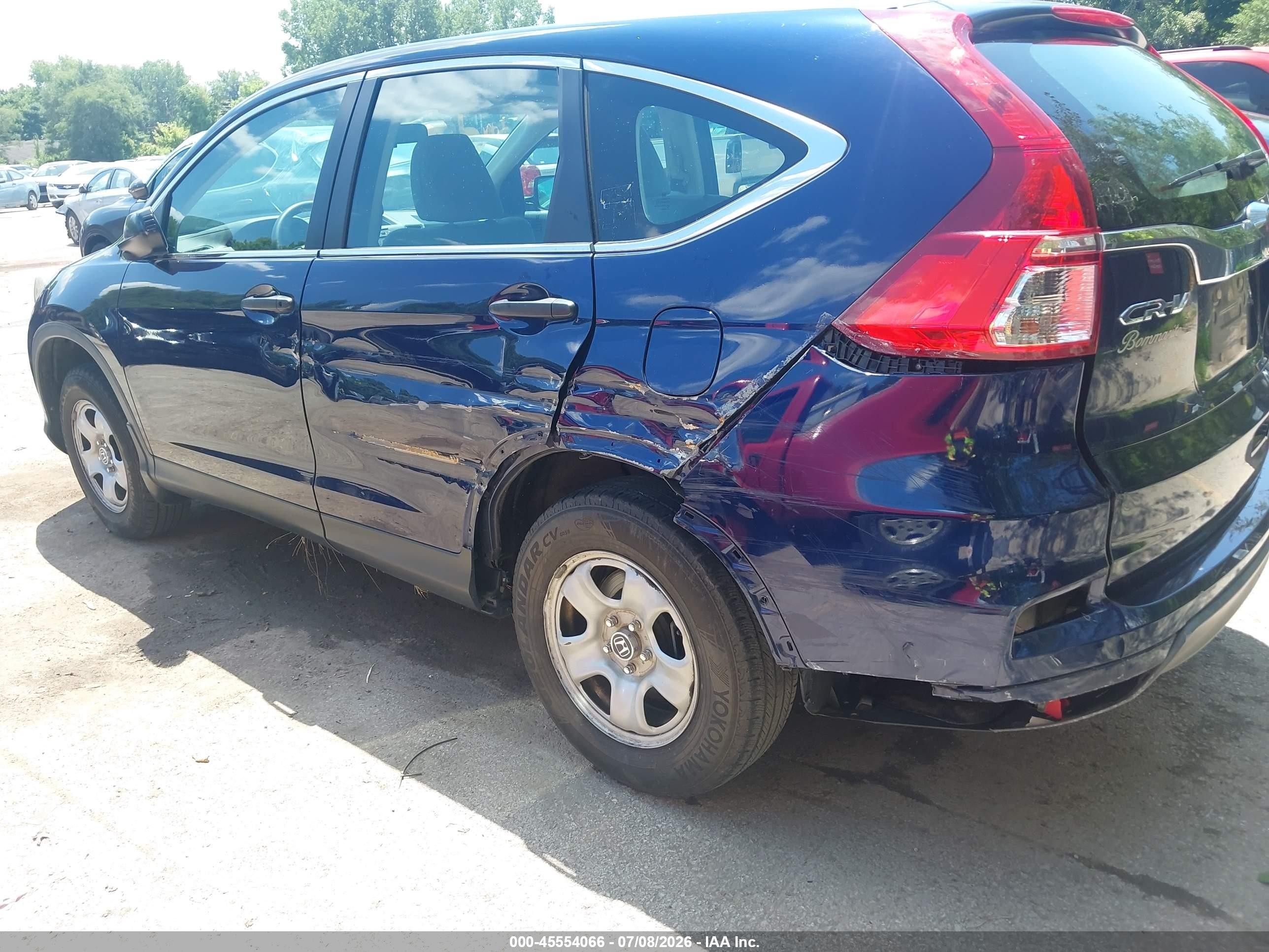 2015 Honda Cr-v Lx Blue vin: 5J6RM4H34FL113422