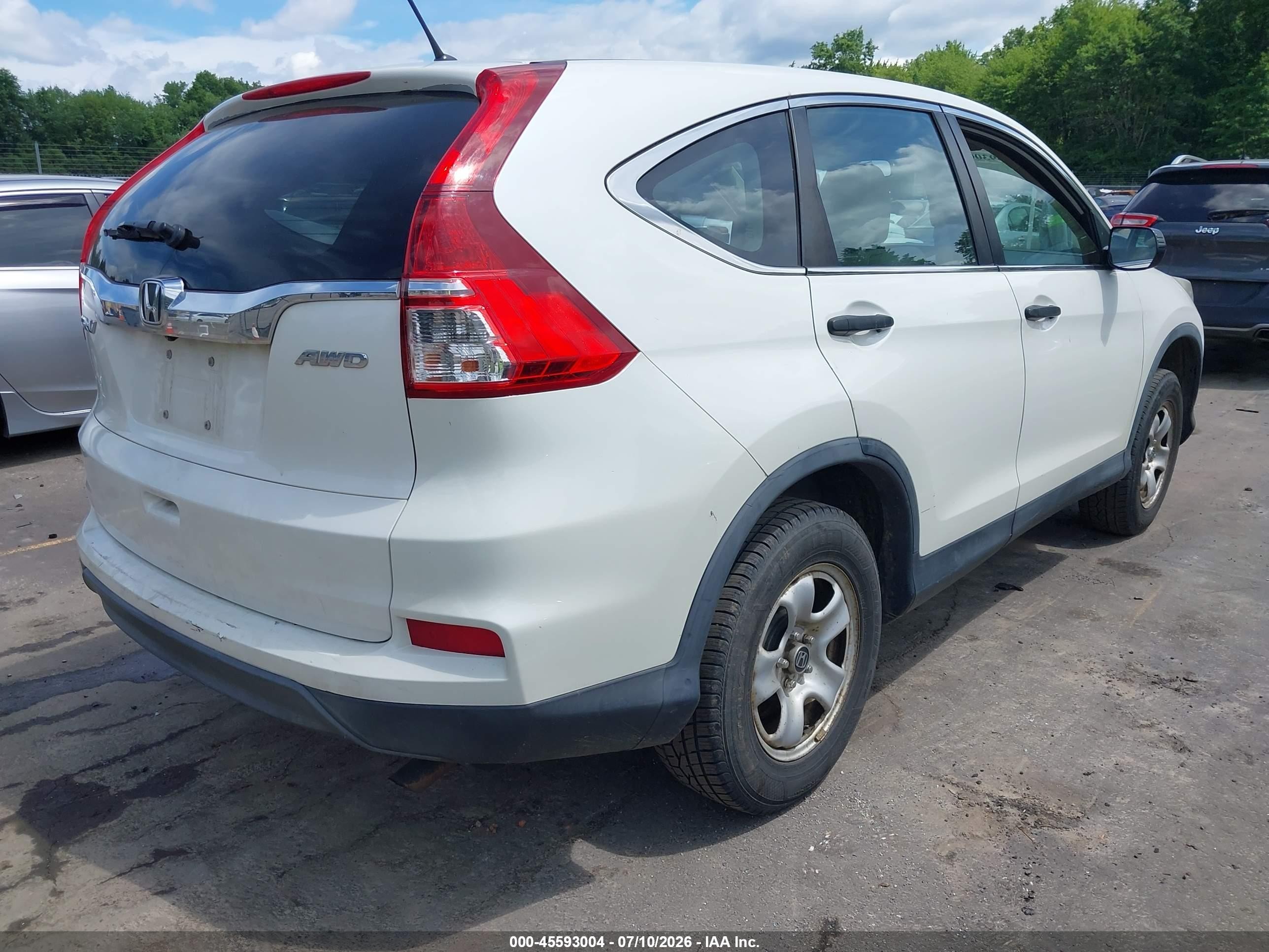 2015 Honda Cr-v Lx White vin: 5J6RM4H34FL116899
