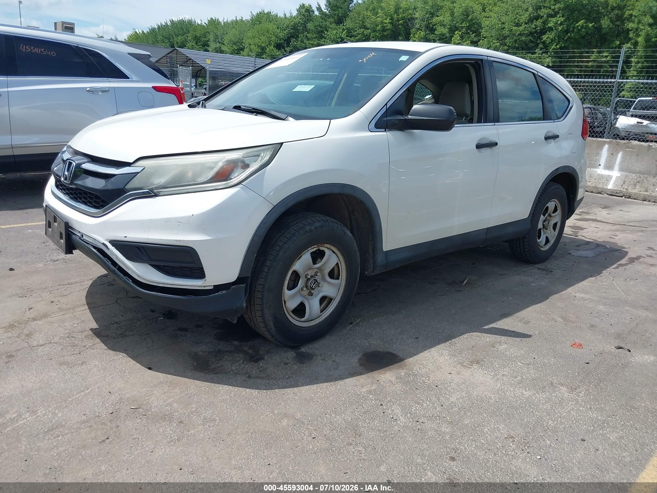 2015 Honda Cr-v Lx White vin: 5J6RM4H34FL116899