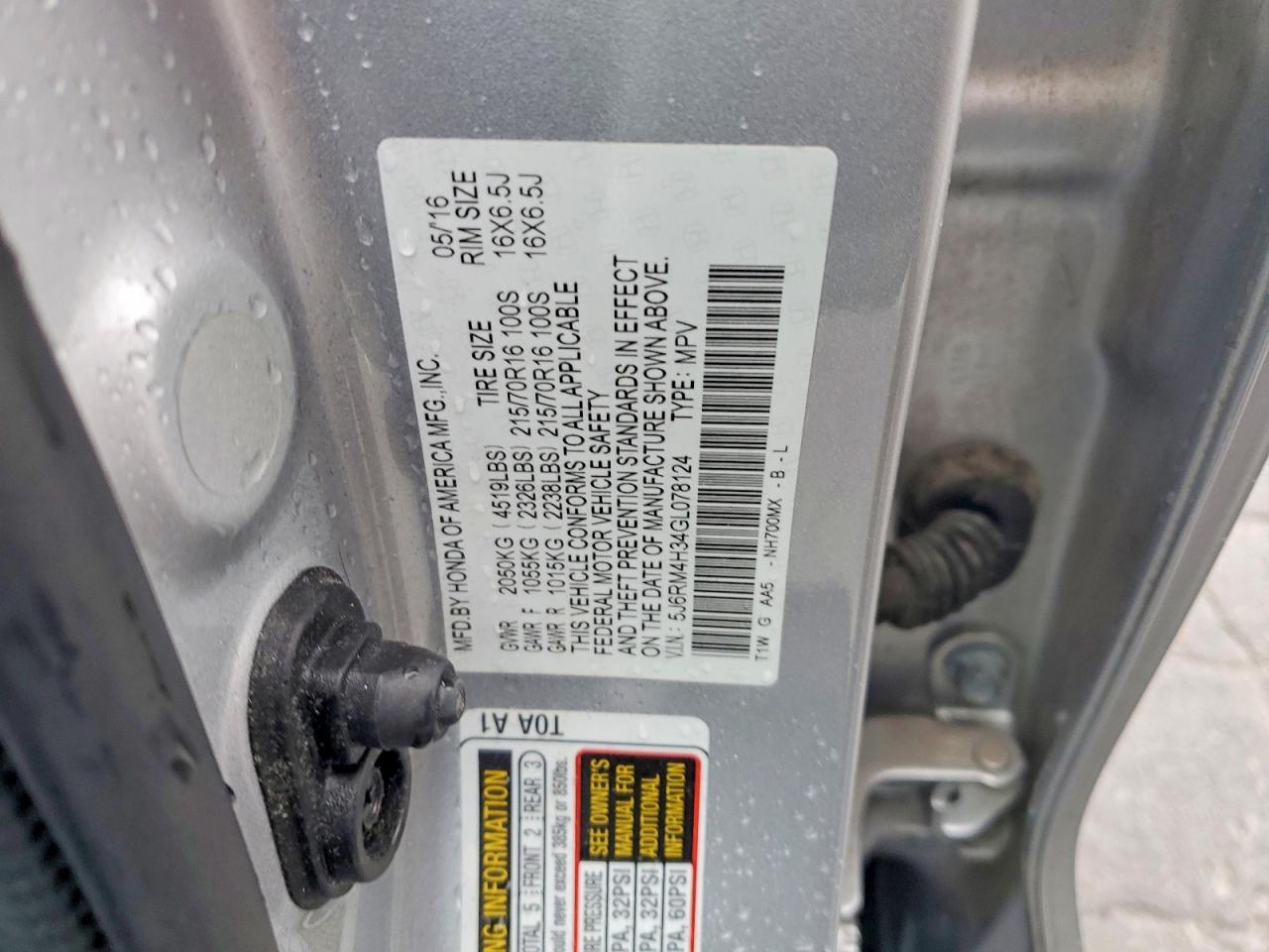 2016 Honda Cr-v Lx Silver vin: 5J6RM4H34GL078124
