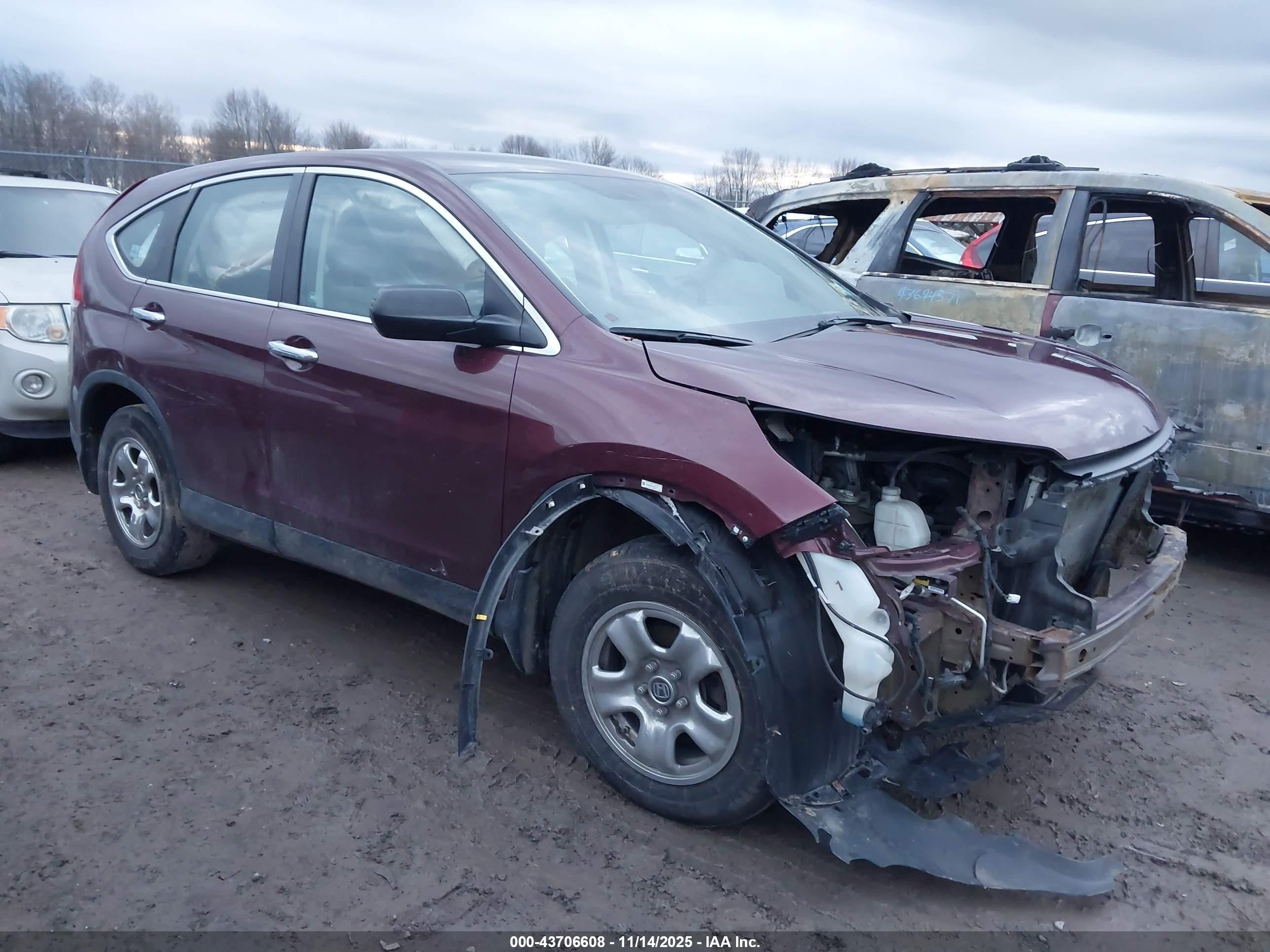 2012 Honda Cr-v Lx Maroon vin: 5J6RM4H35CL072777