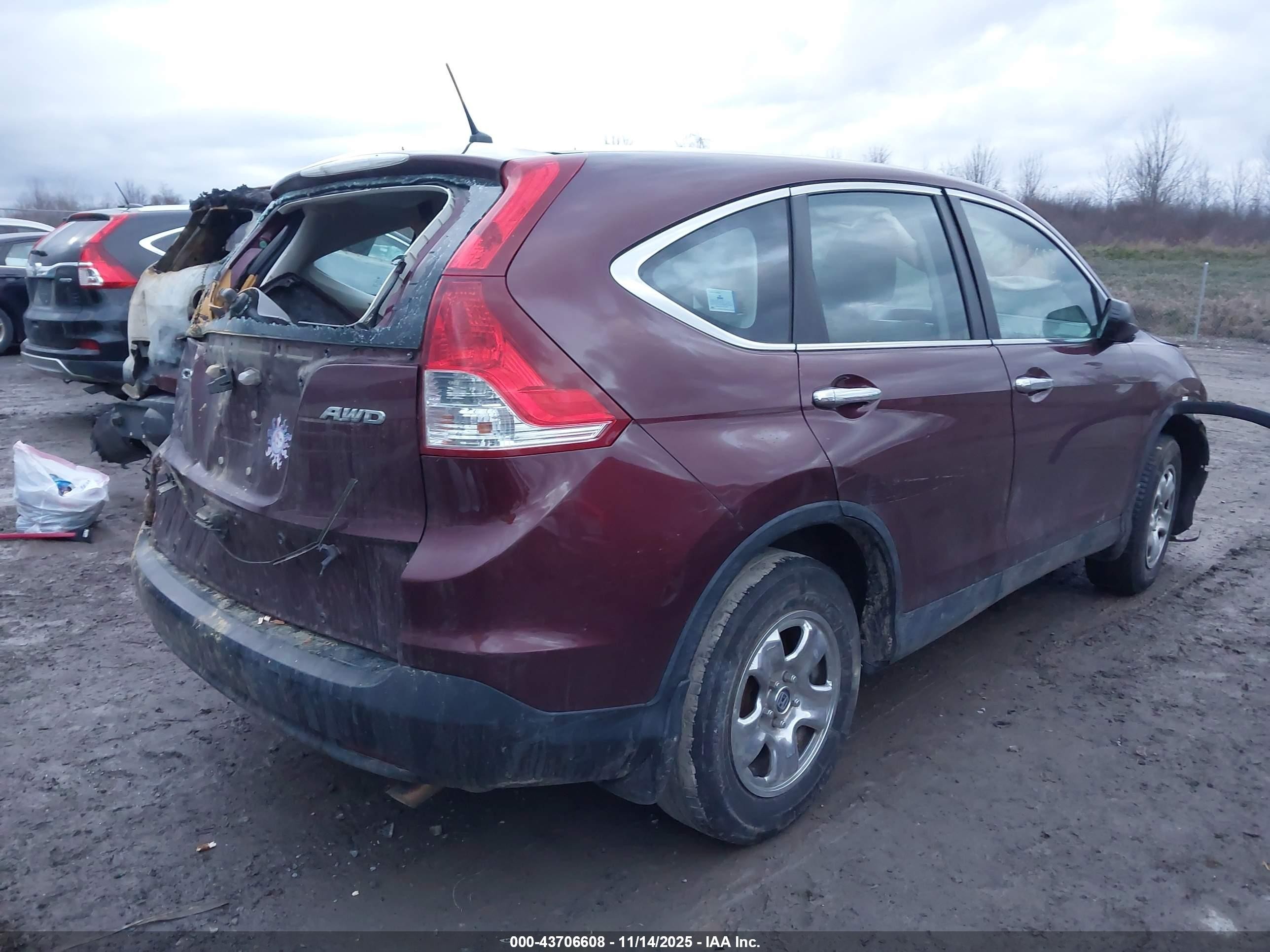 2012 Honda Cr-v Lx Maroon vin: 5J6RM4H35CL072777