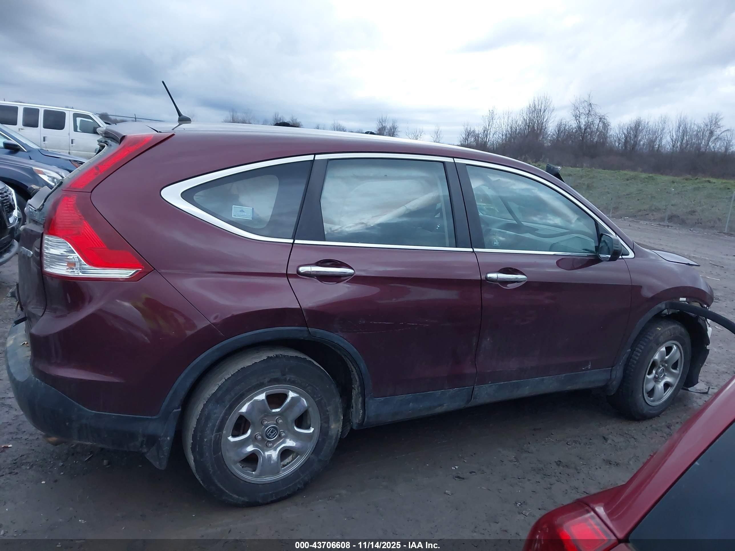2012 Honda Cr-v Lx Maroon vin: 5J6RM4H35CL072777
