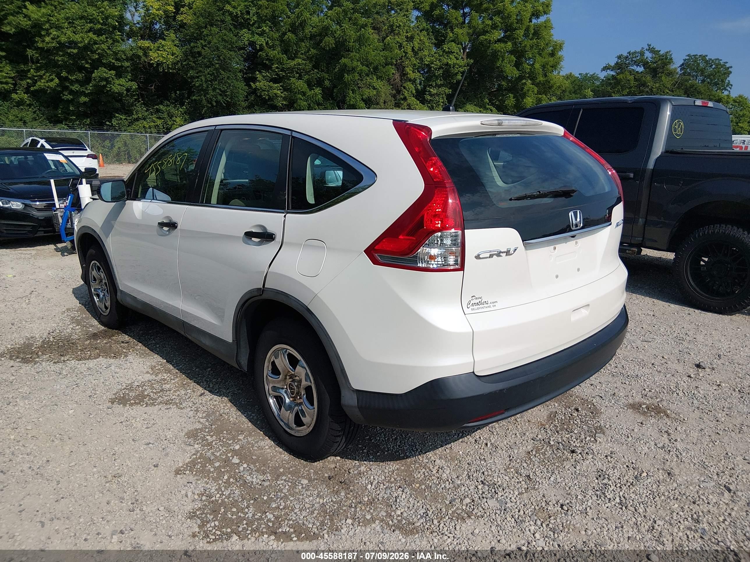 2013 Honda Cr-v Lx White vin: 5J6RM4H35DL040722