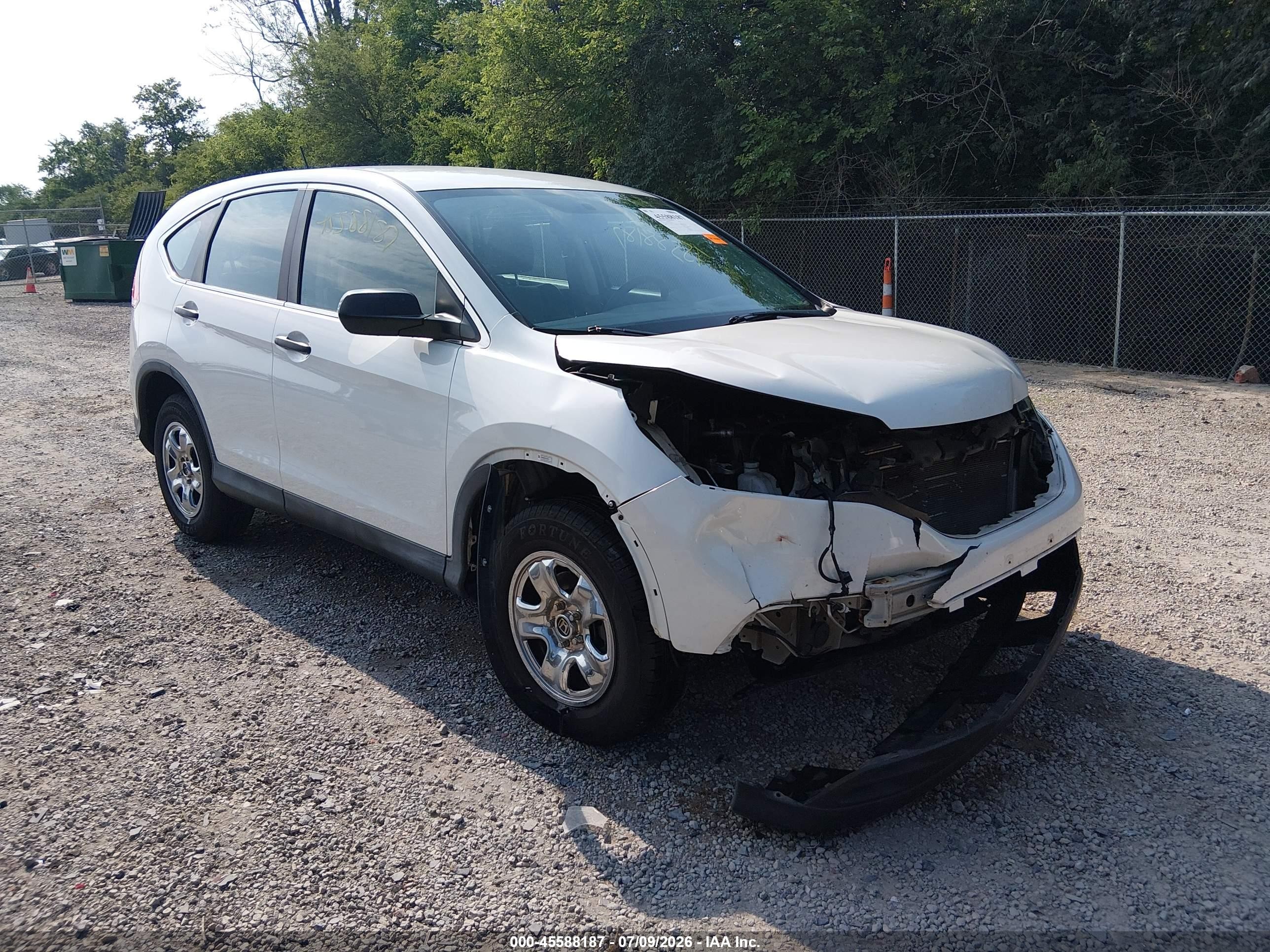 2013 Honda Cr-v Lx White vin: 5J6RM4H35DL040722
