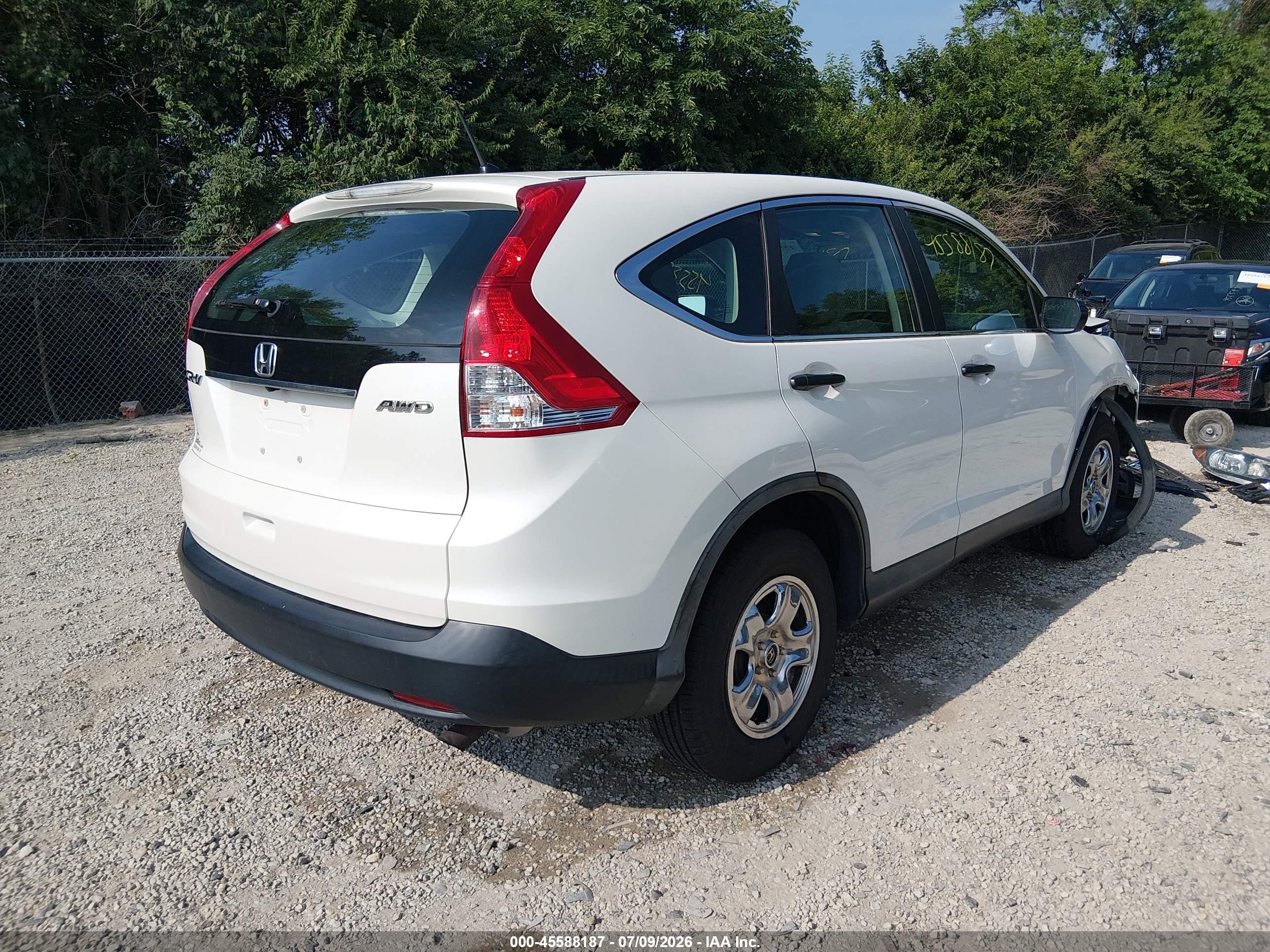 2013 Honda Cr-v Lx White vin: 5J6RM4H35DL040722
