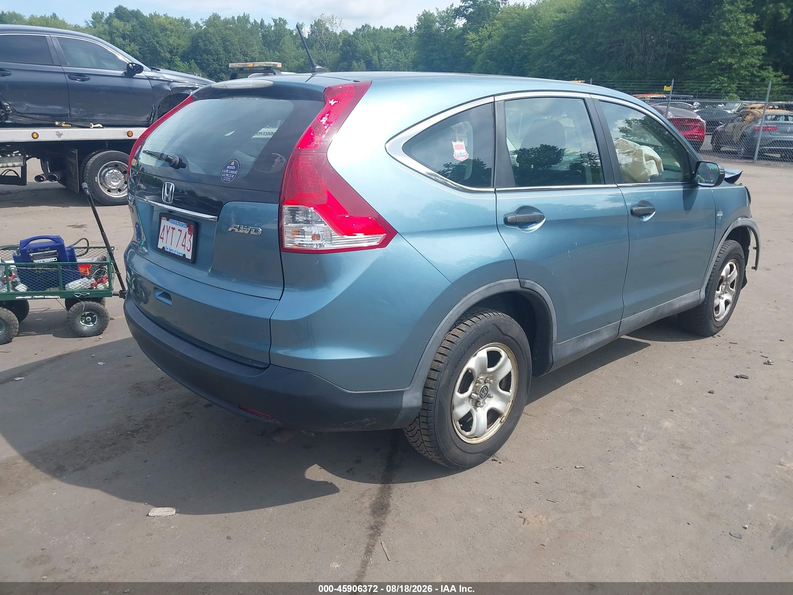 2013 Honda Cr-v Lx Light Blue vin: 5J6RM4H35DL043197