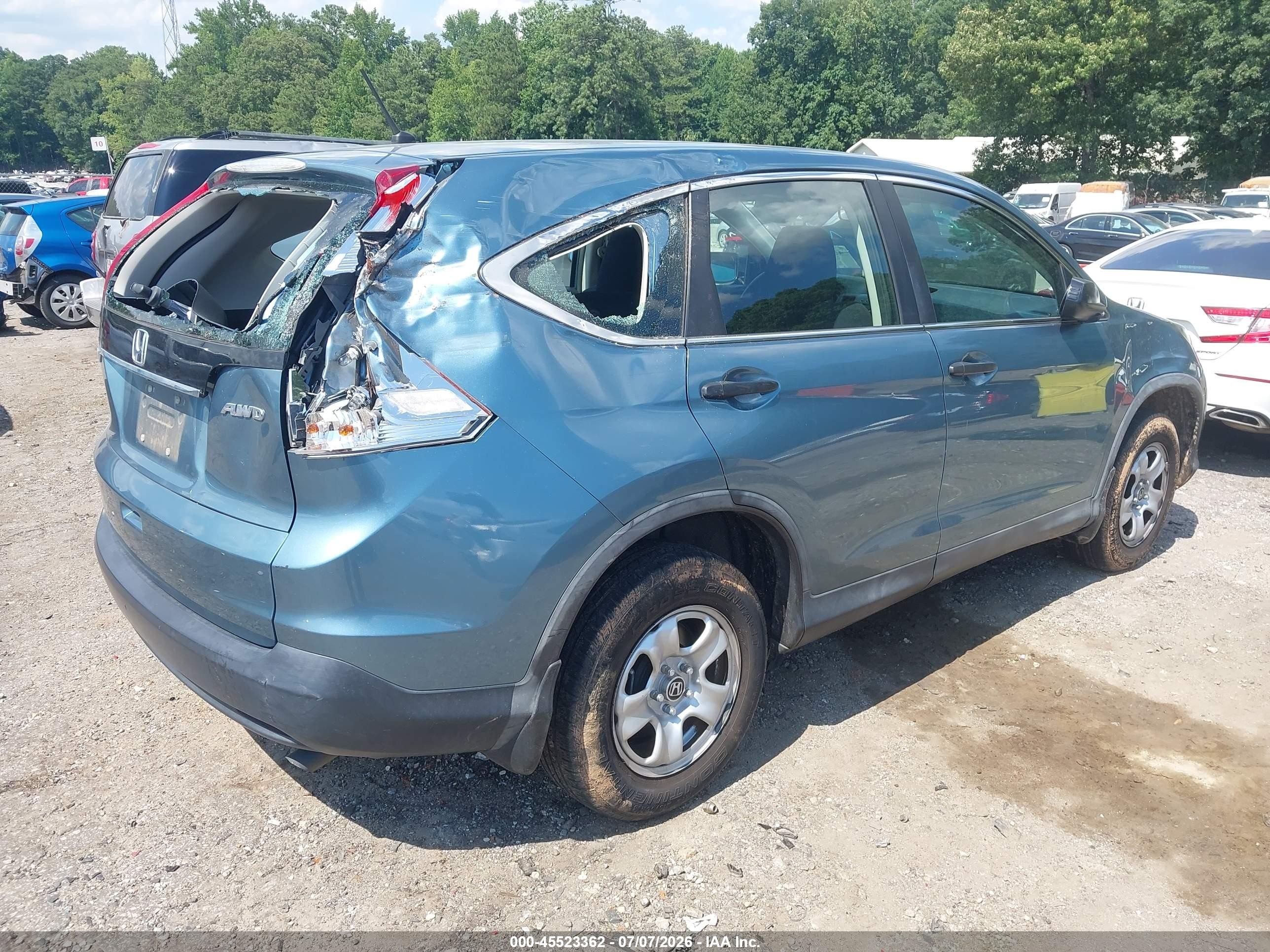 2013 Honda Cr-v Lx Turquoise vin: 5J6RM4H35DL055124