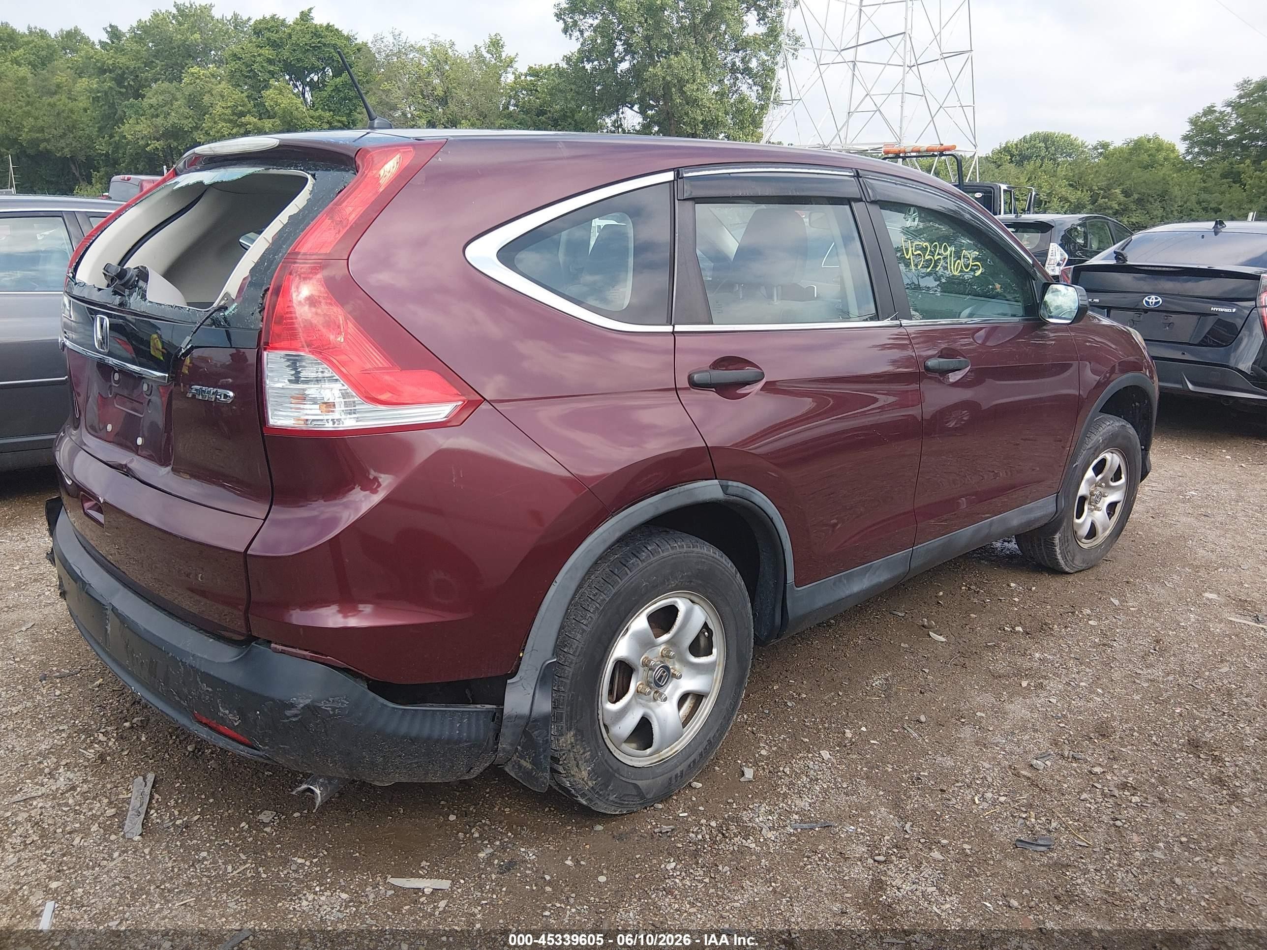 2013 Honda Cr-v Lx Maroon vin: 5J6RM4H35DL085742