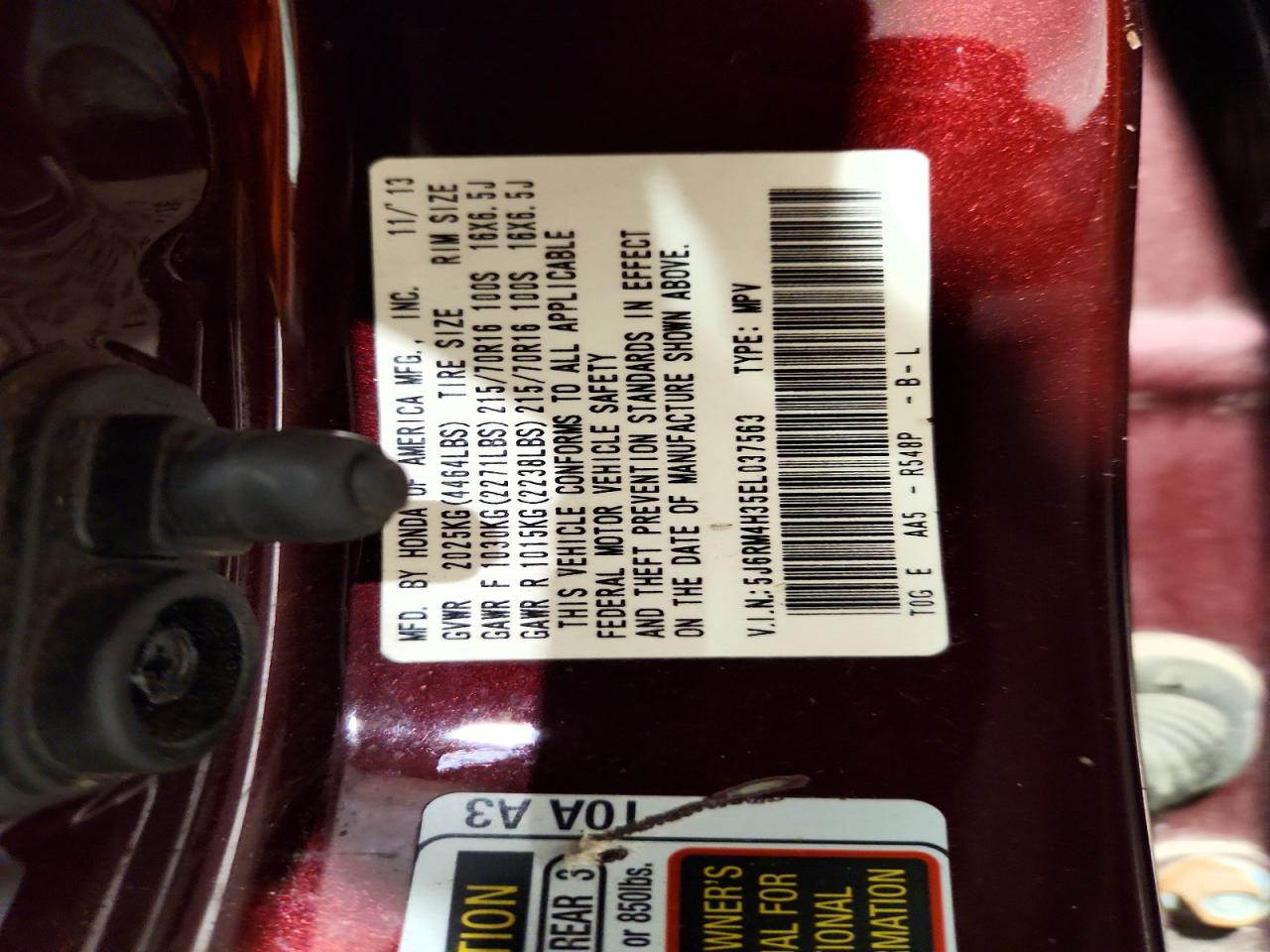 2014 Honda Cr-v Lx Maroon vin: 5J6RM4H35EL037563