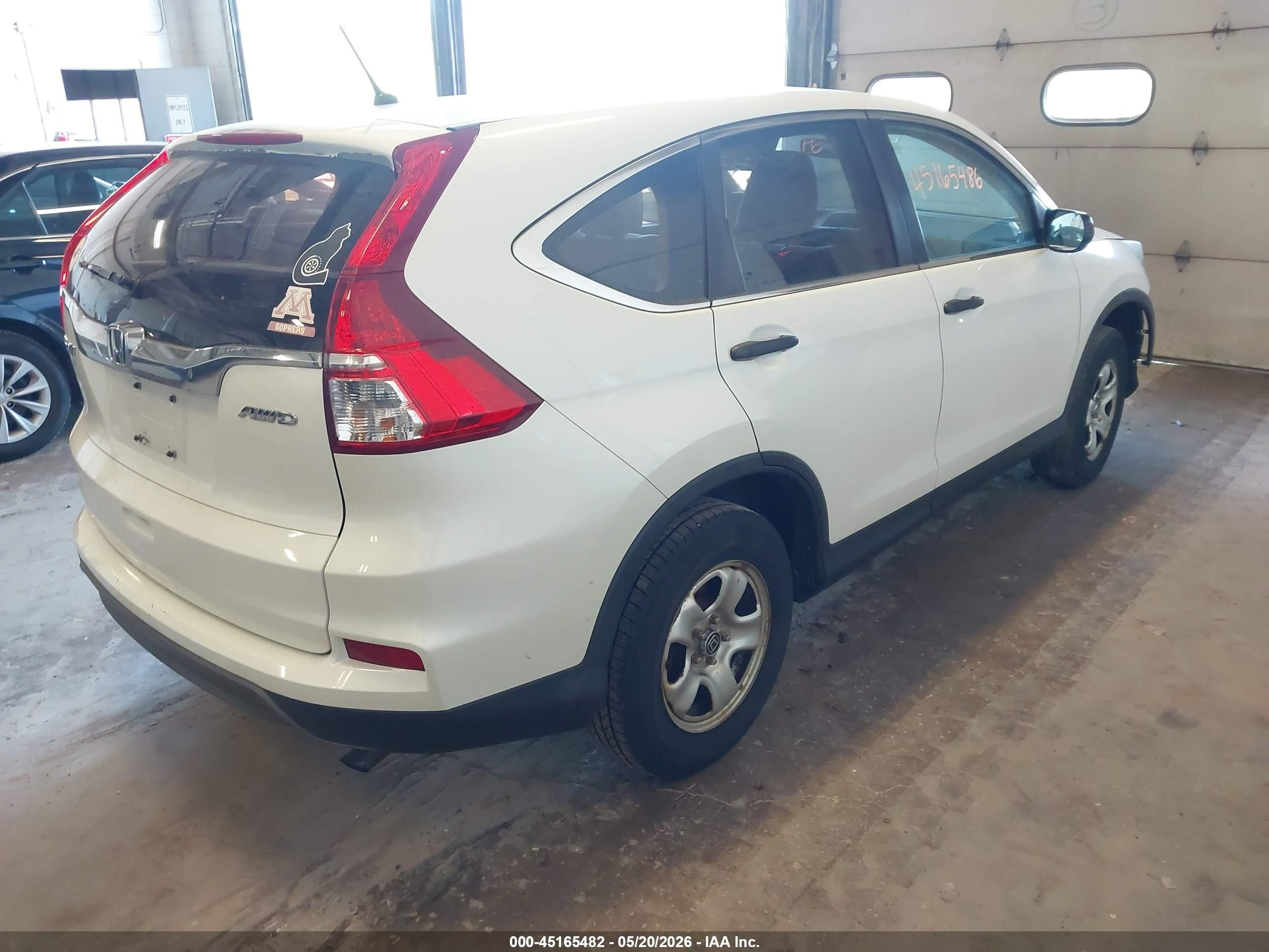 2015 Honda Cr-v Lx White vin: 5J6RM4H35FL022515