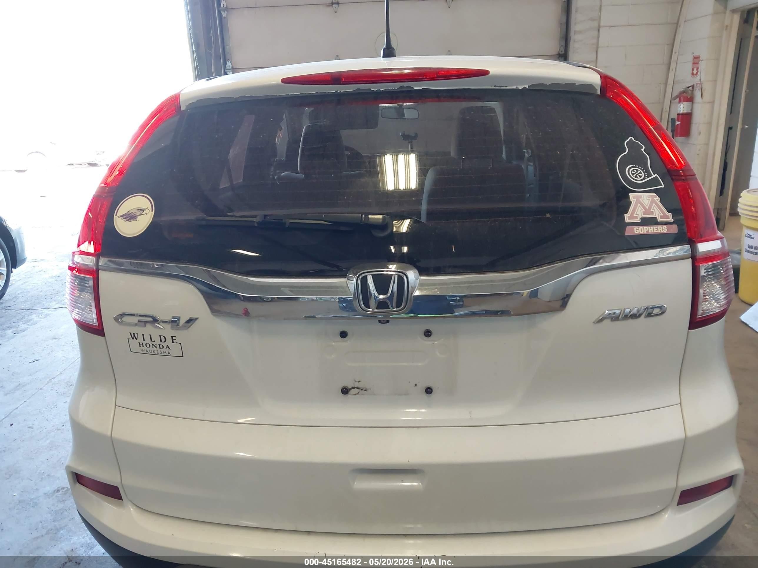 2015 Honda Cr-v Lx White vin: 5J6RM4H35FL022515