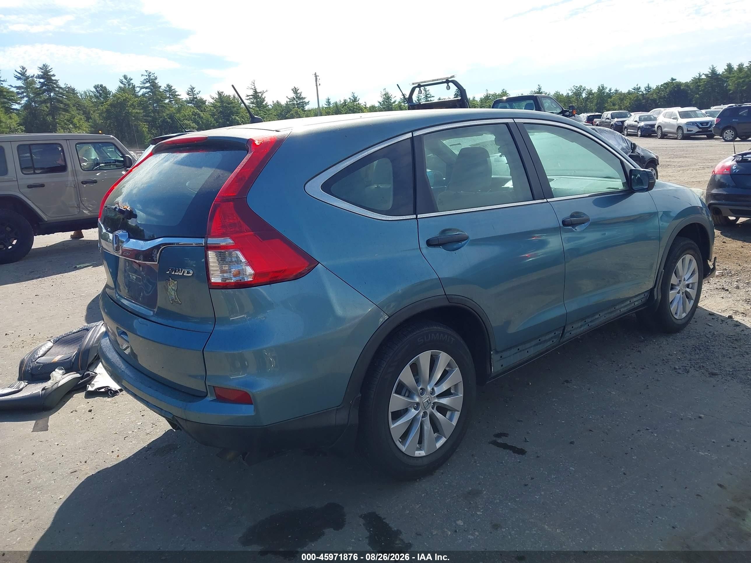 2015 Honda Cr-v Lx Blue vin: 5J6RM4H35FL040383