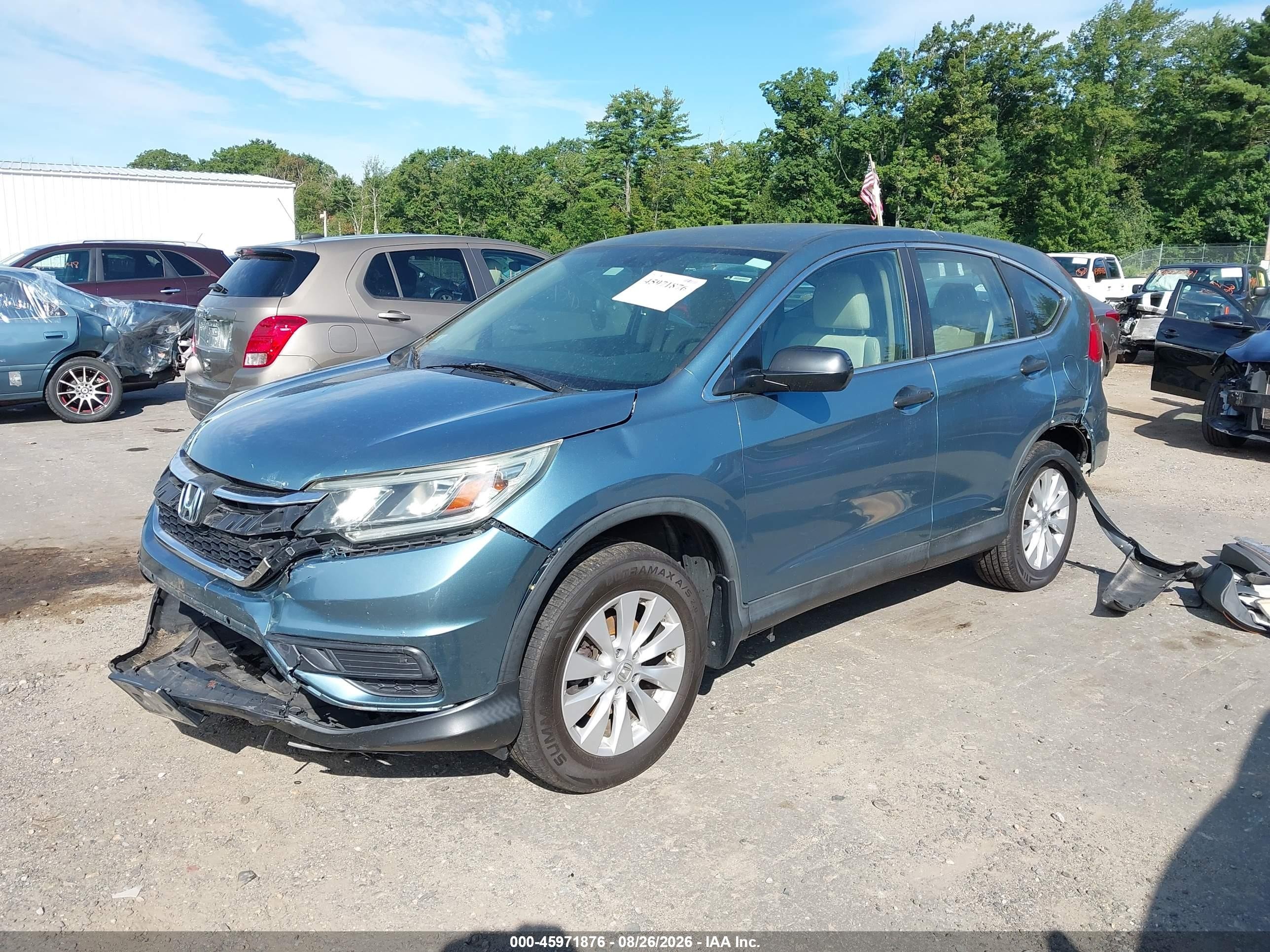 2015 Honda Cr-v Lx Blue vin: 5J6RM4H35FL040383