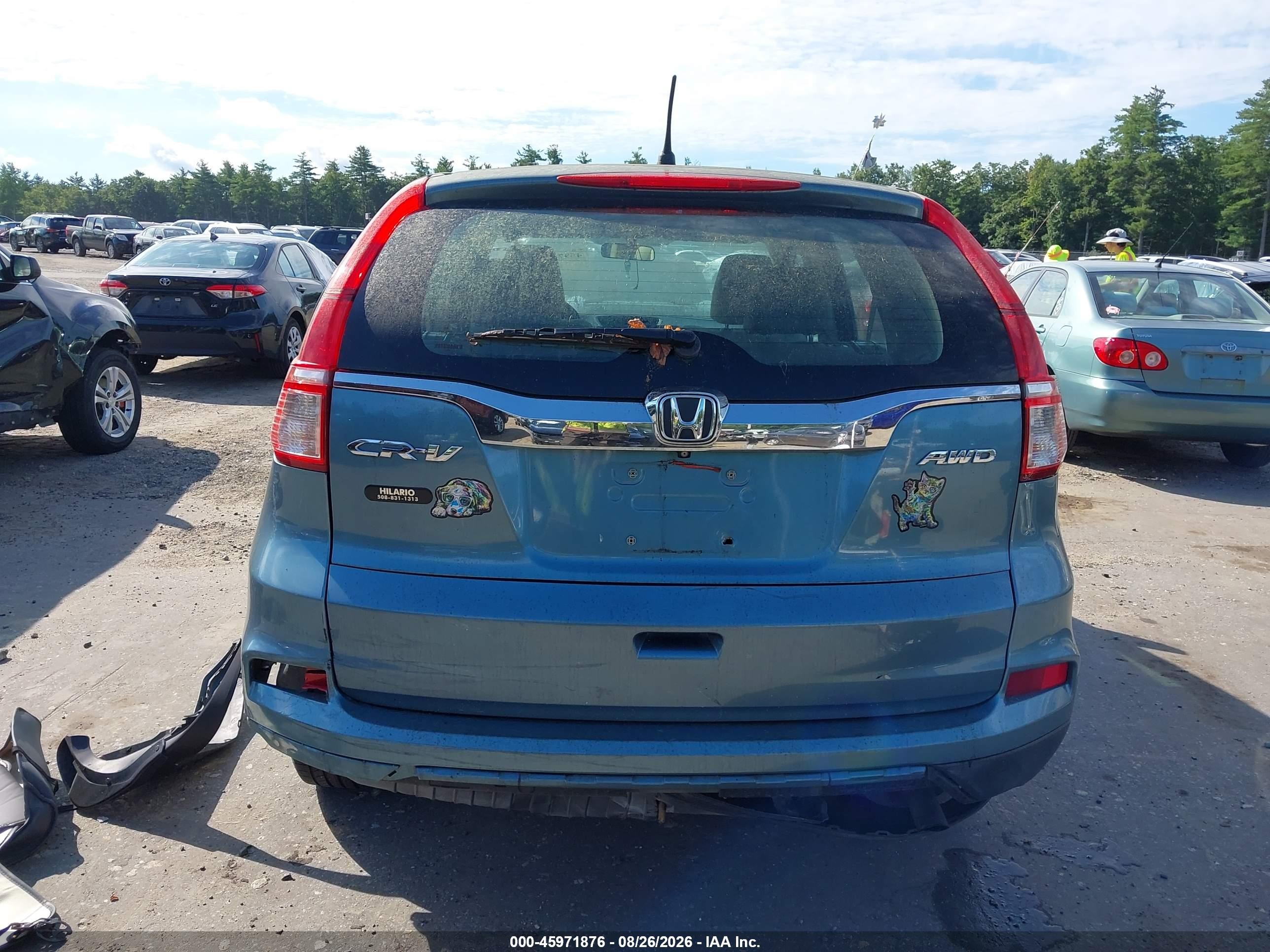 2015 Honda Cr-v Lx Blue vin: 5J6RM4H35FL040383