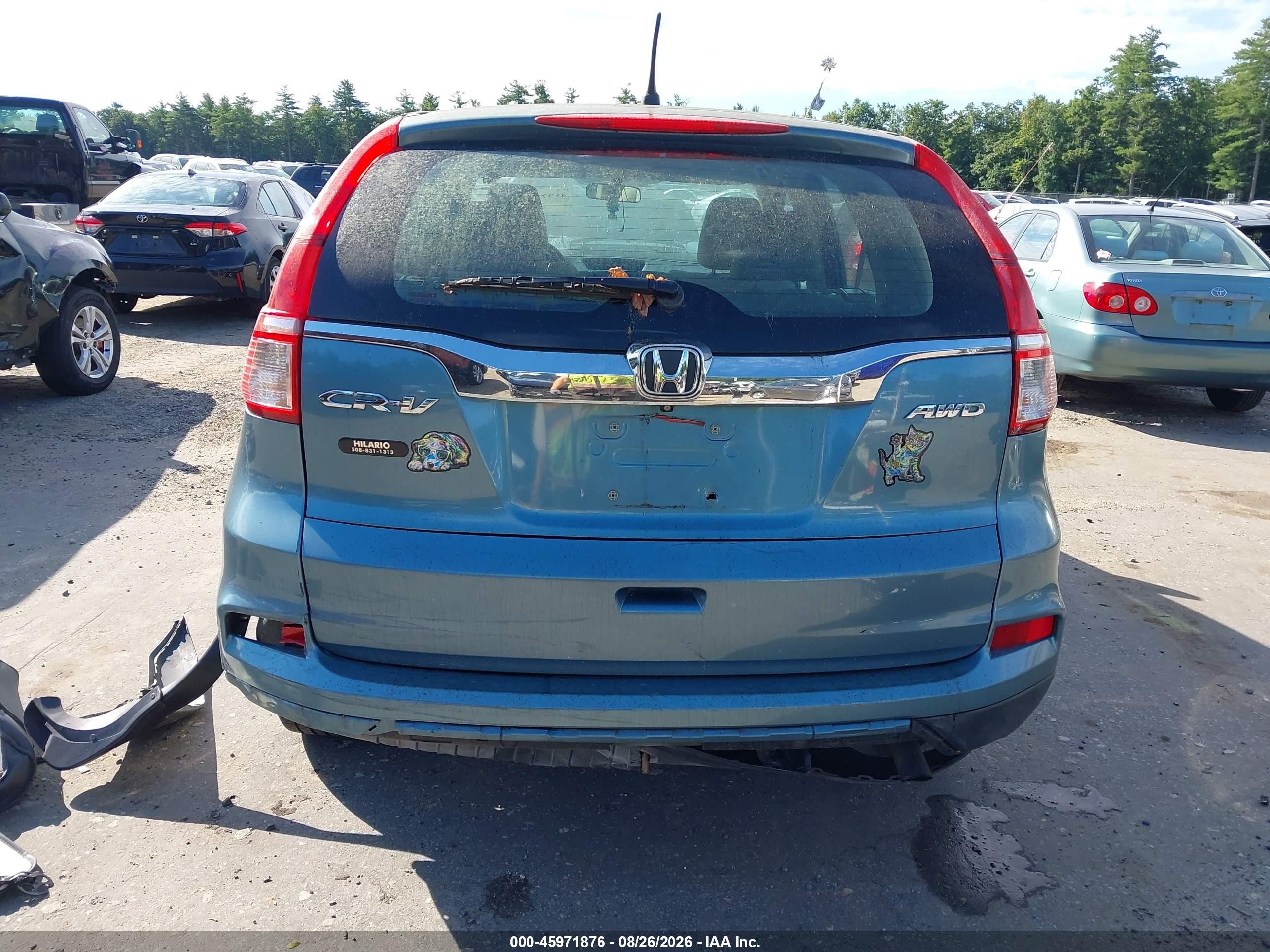 2015 Honda Cr-v Lx Blue vin: 5J6RM4H35FL040383
