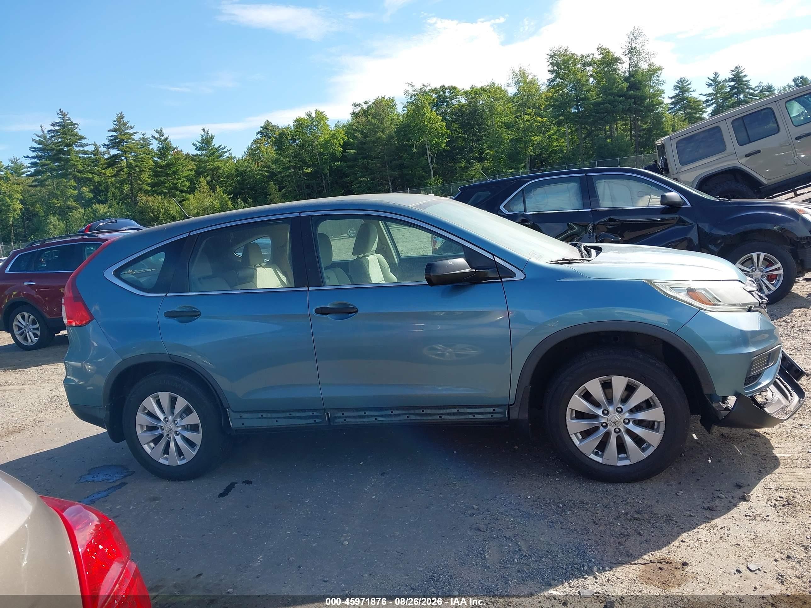 2015 Honda Cr-v Lx Blue vin: 5J6RM4H35FL040383