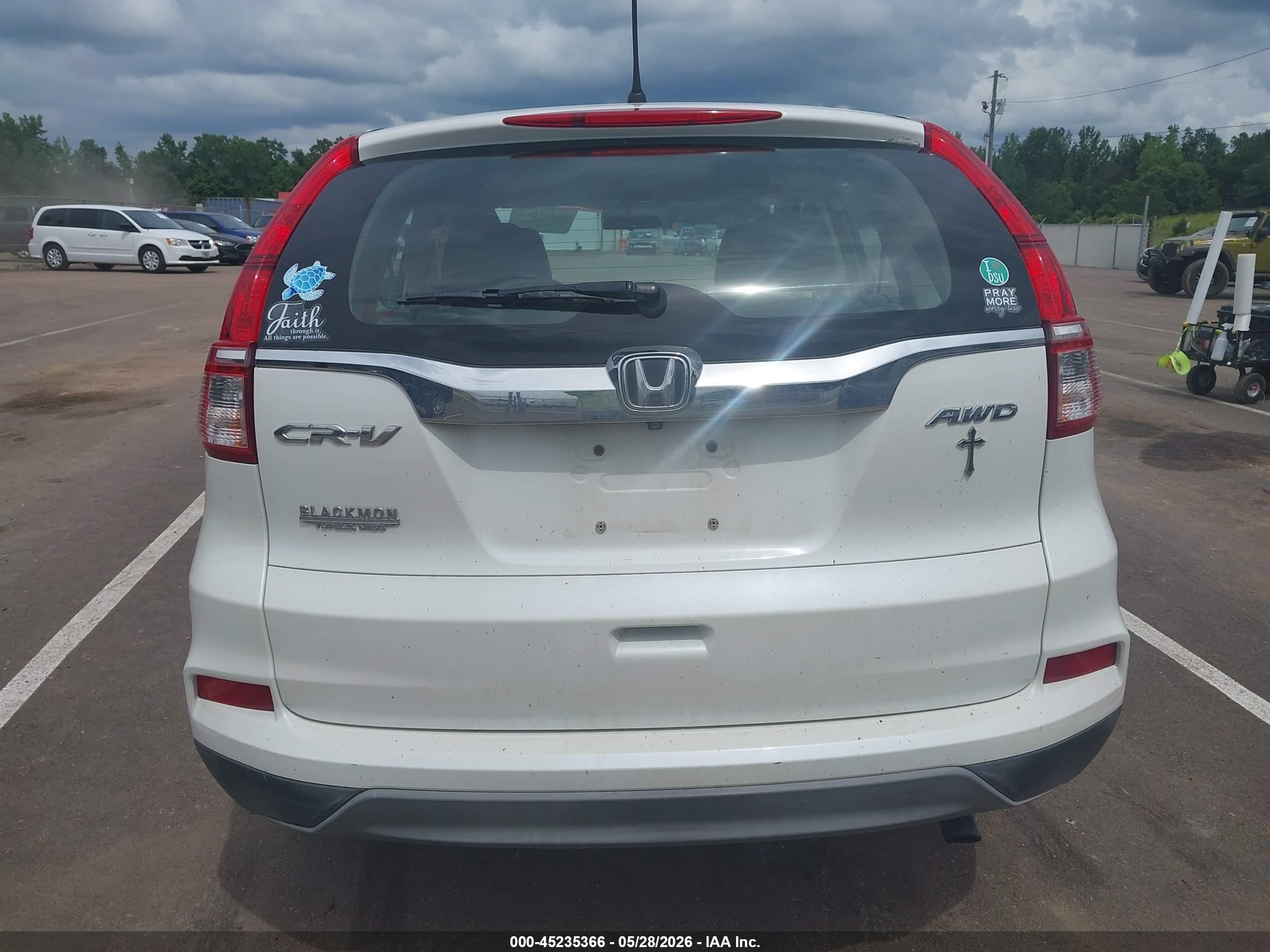 2015 Honda Cr-v Lx White vin: 5J6RM4H35FL072413