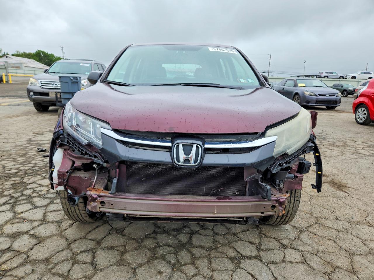 2015 Honda Cr-v Lx Burgundy vin: 5J6RM4H35FL107189
