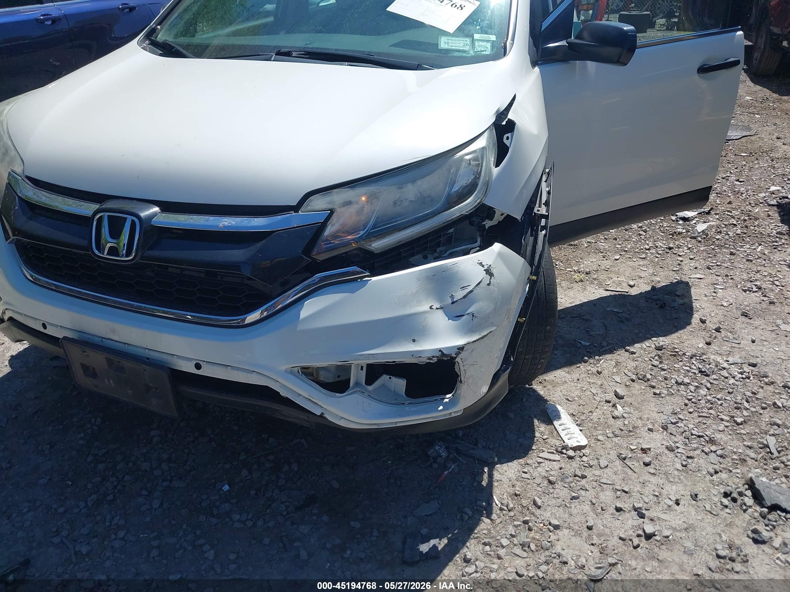 2015 Honda Cr-v Lx White vin: 5J6RM4H35FL112375