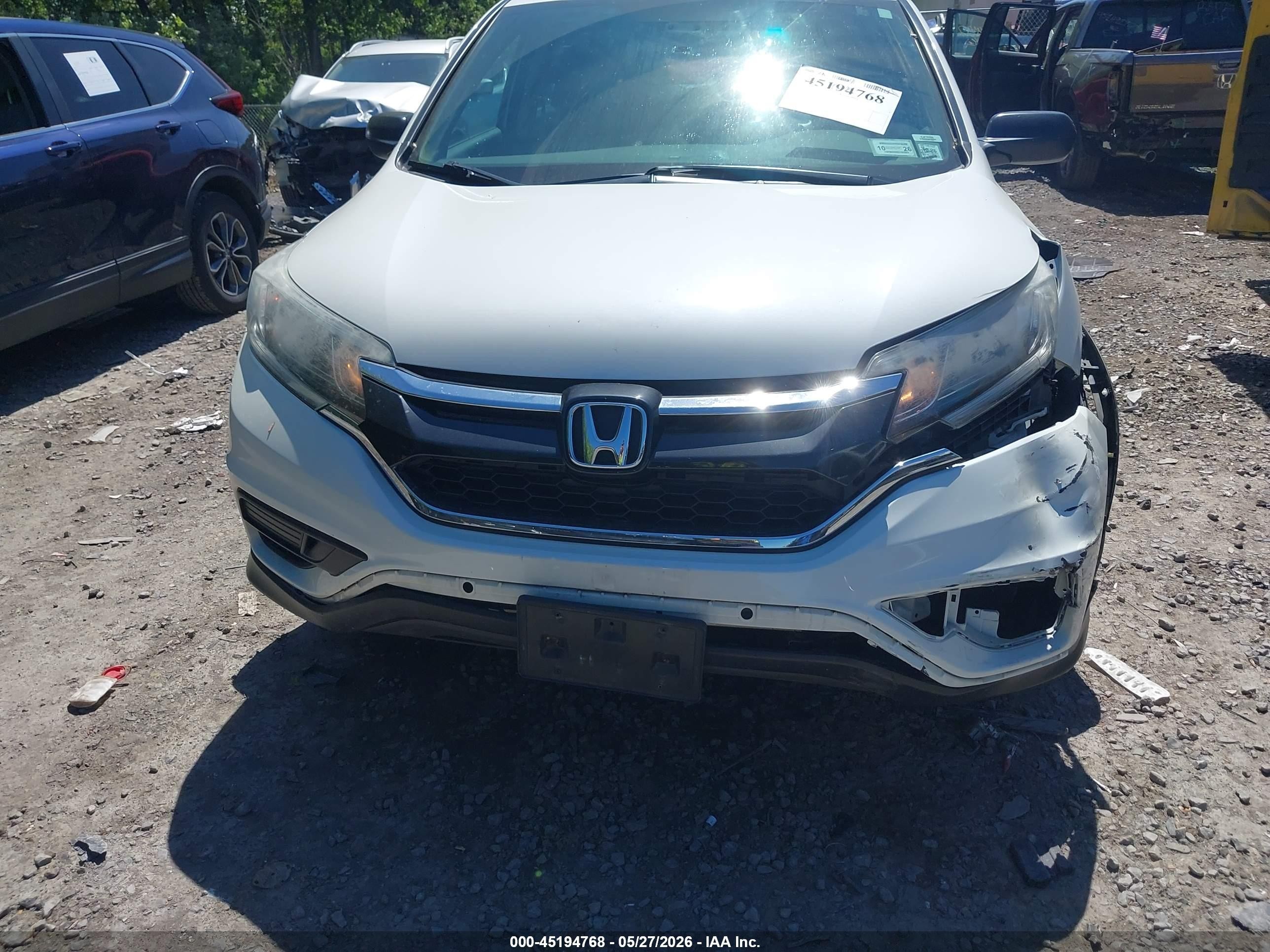 2015 Honda Cr-v Lx White vin: 5J6RM4H35FL112375