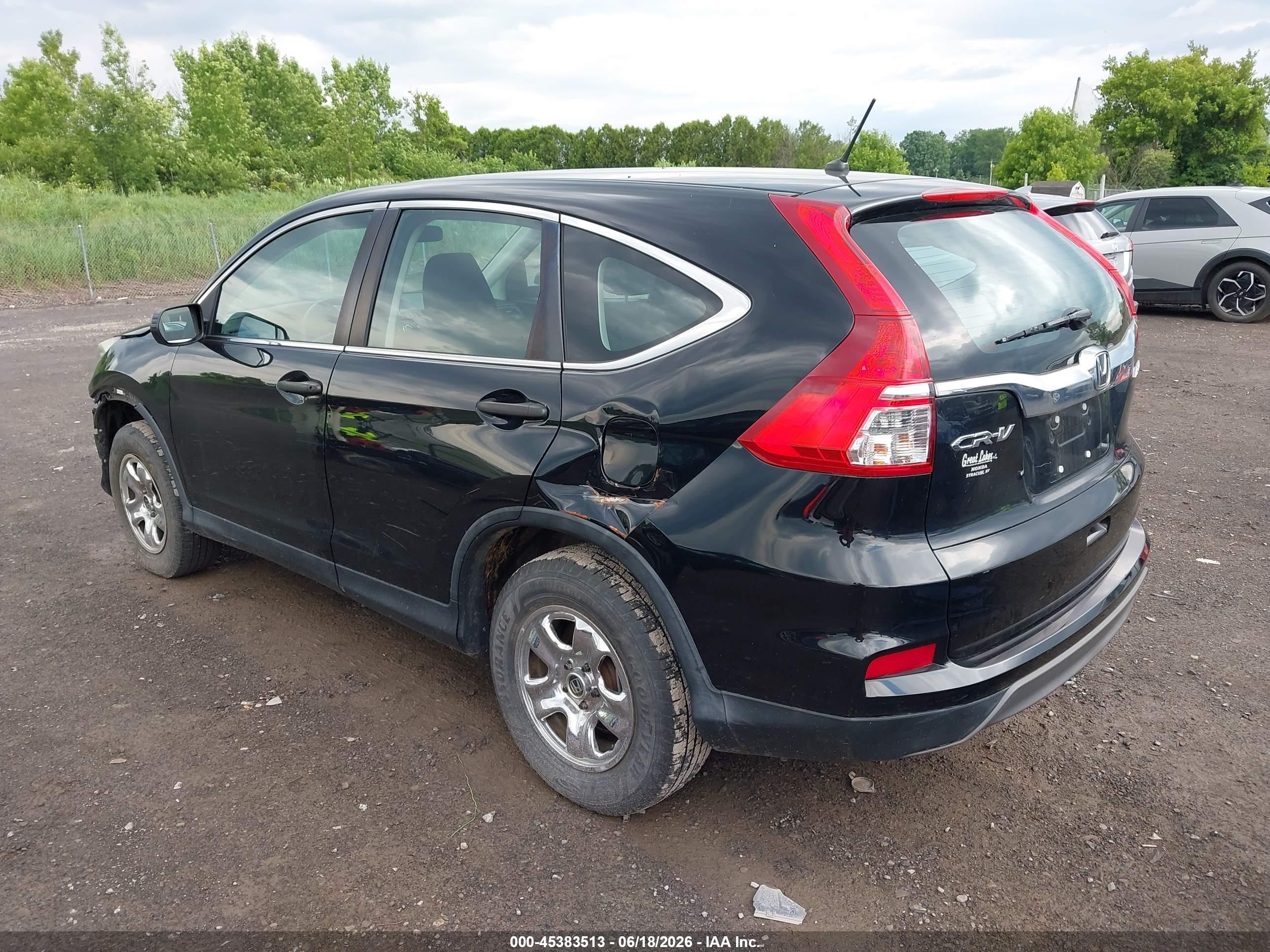 2015 Honda Cr-v Lx Black vin: 5J6RM4H35FL132545
