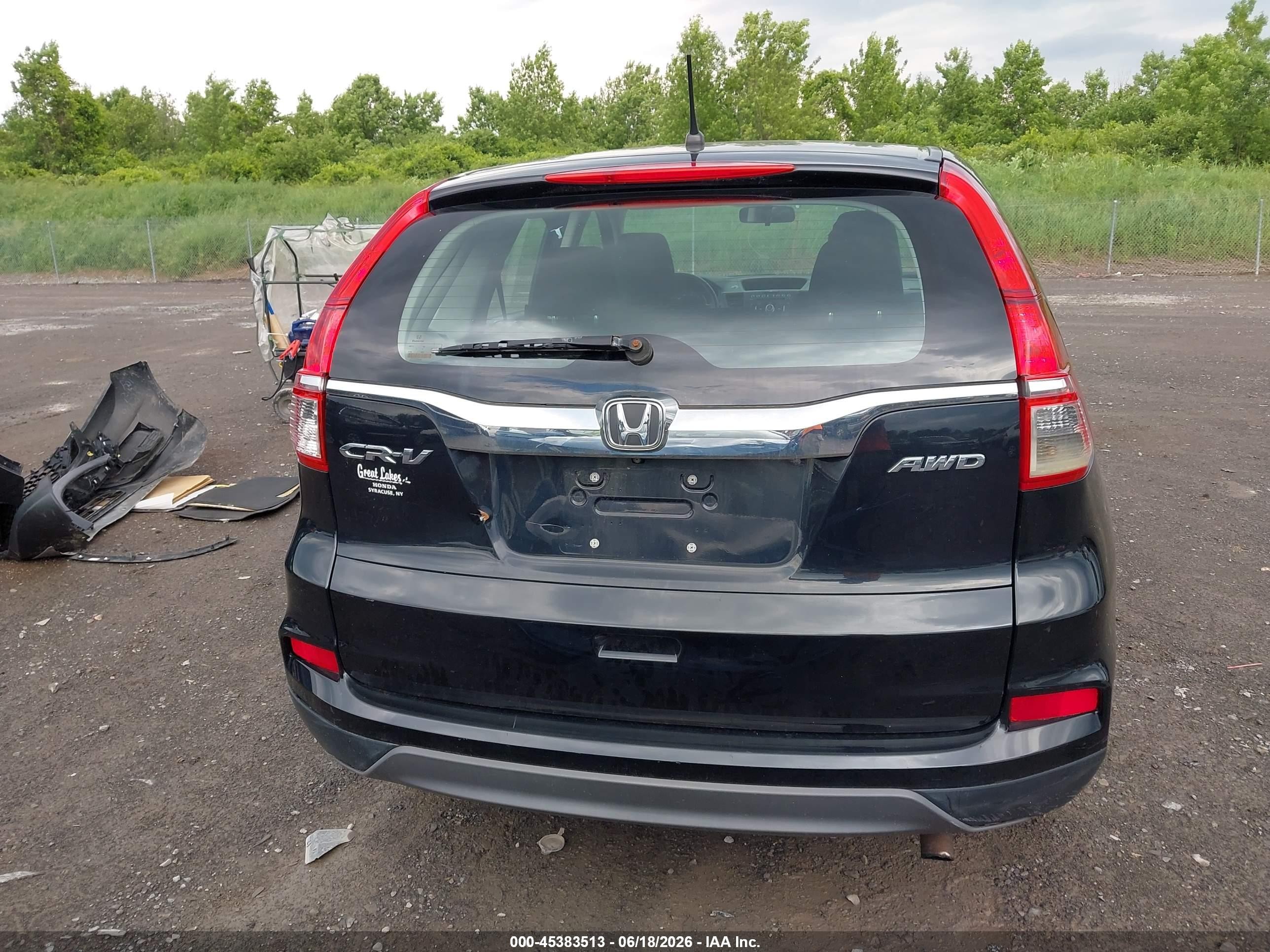 2015 Honda Cr-v Lx Black vin: 5J6RM4H35FL132545