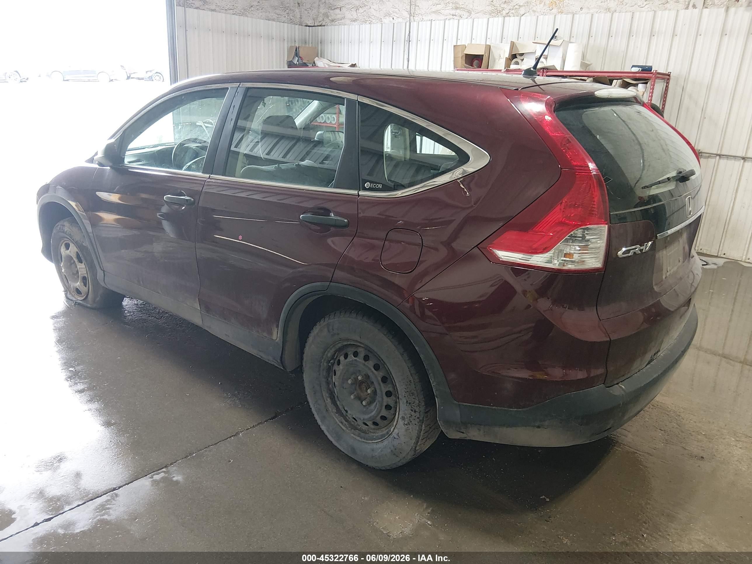 2012 Honda Cr-v Lx Maroon vin: 5J6RM4H36CL033454