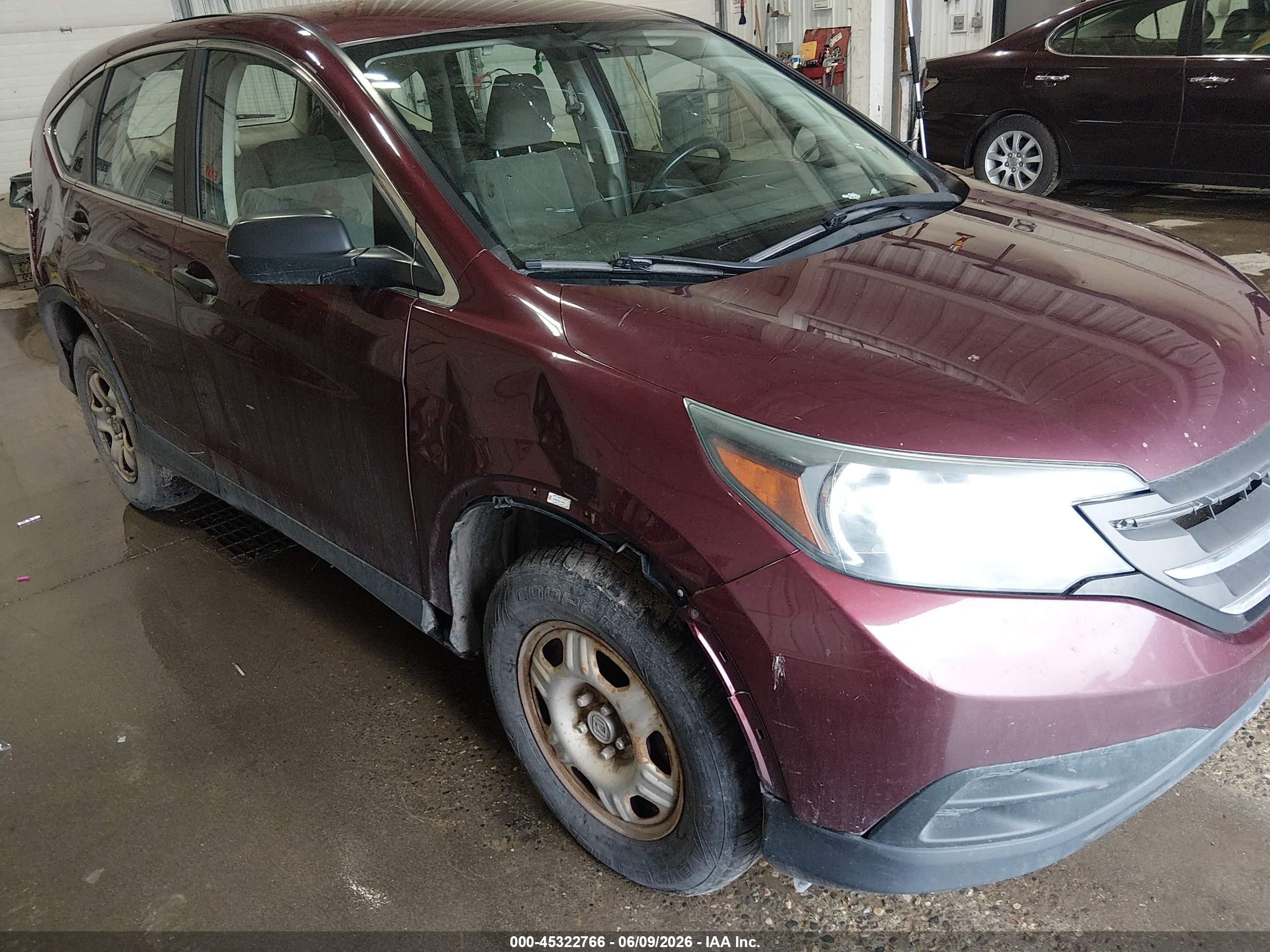 2012 Honda Cr-v Lx Maroon vin: 5J6RM4H36CL033454