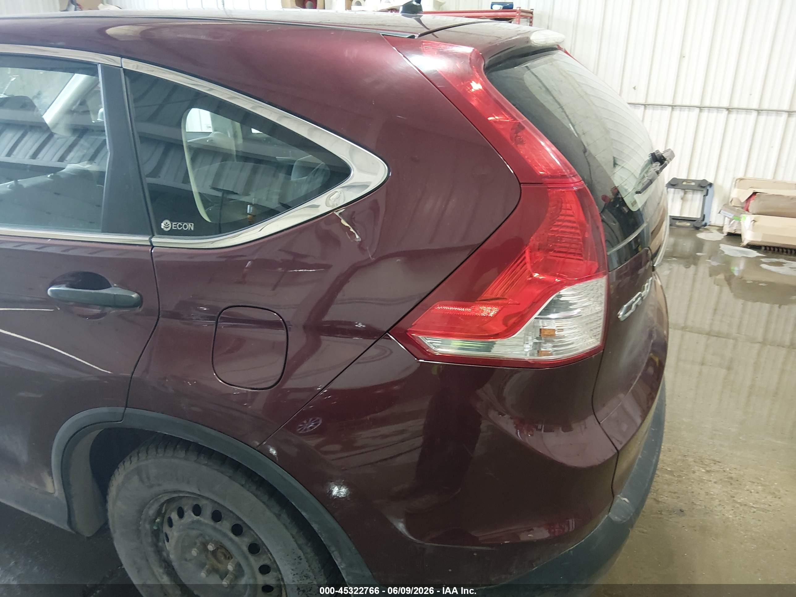 2012 Honda Cr-v Lx Maroon vin: 5J6RM4H36CL033454