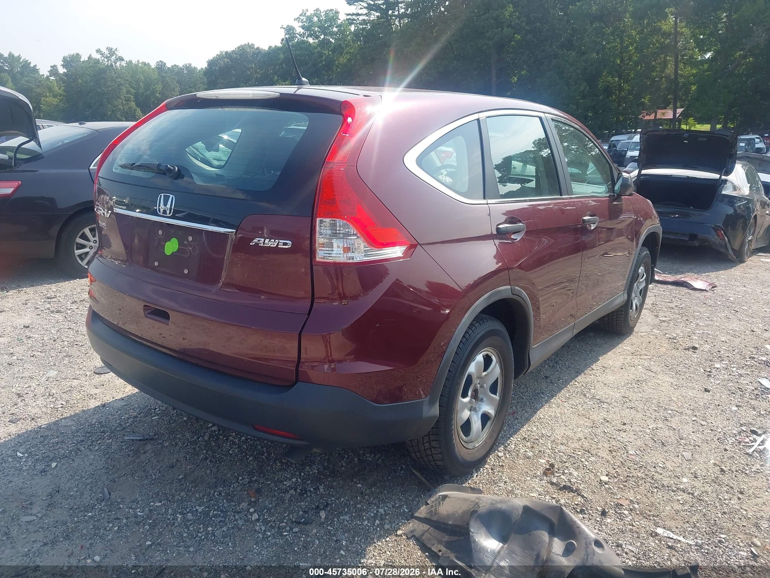 2012 Honda Cr-v Lx Темно-бордовый vin: 5J6RM4H36CL063036