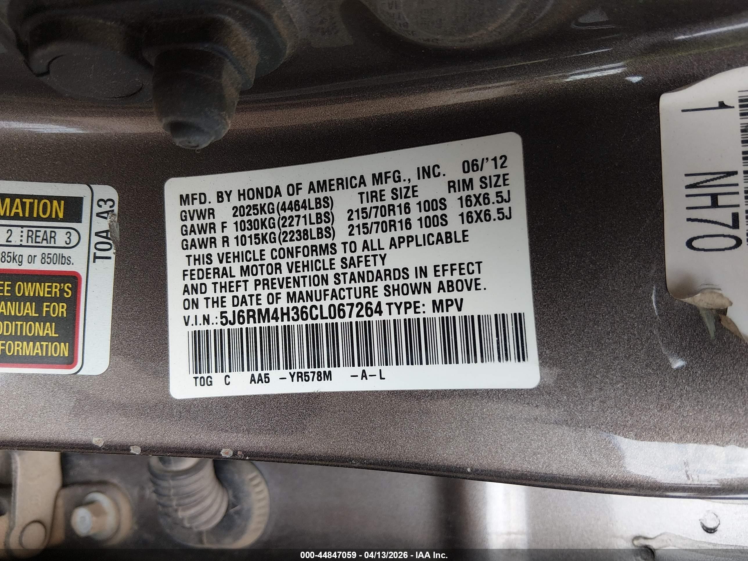 2012 Honda Cr-v Lx Gray vin: 5J6RM4H36CL067264