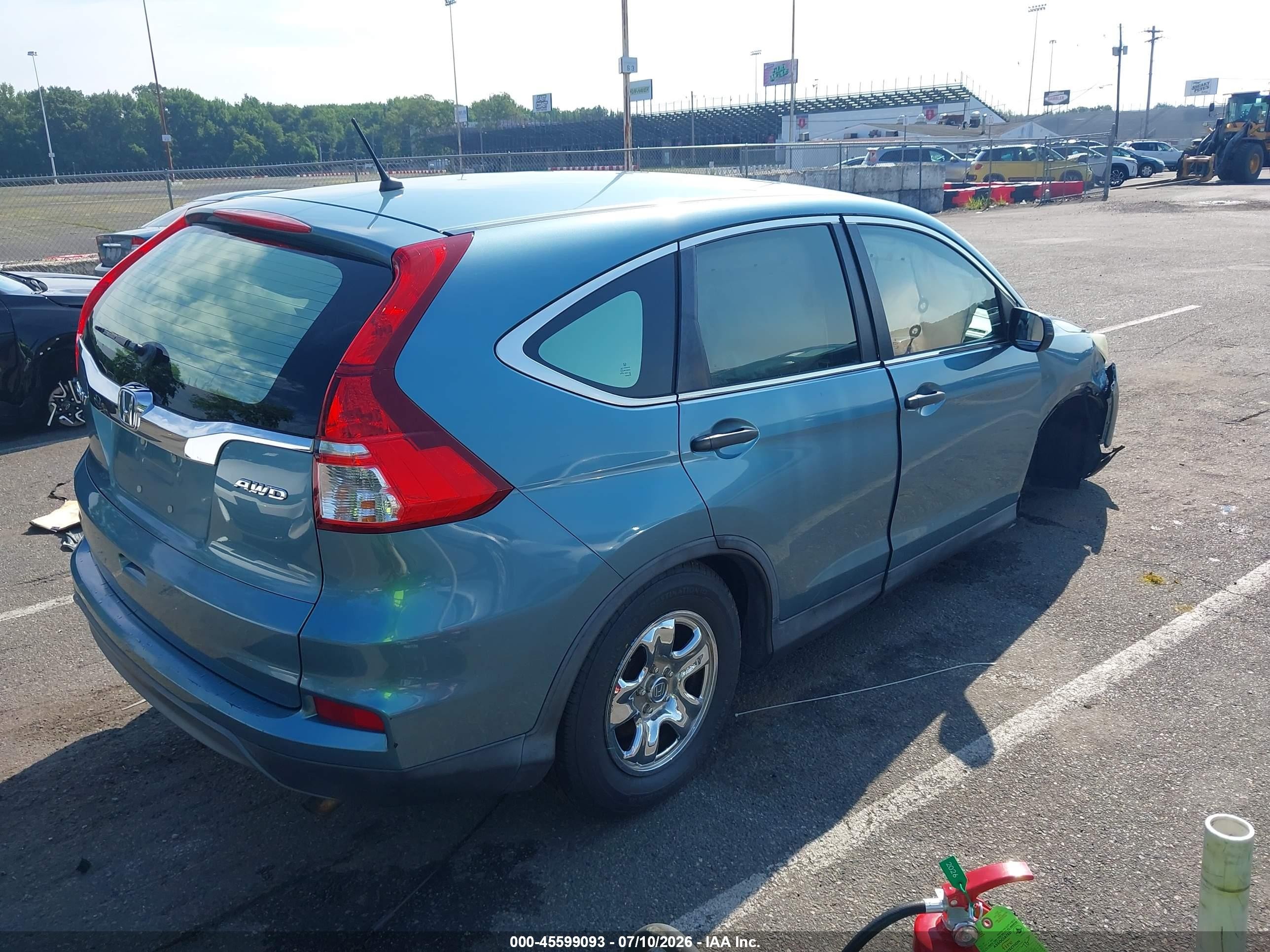 2015 Honda Cr-v Lx Blue vin: 5J6RM4H36FL004606