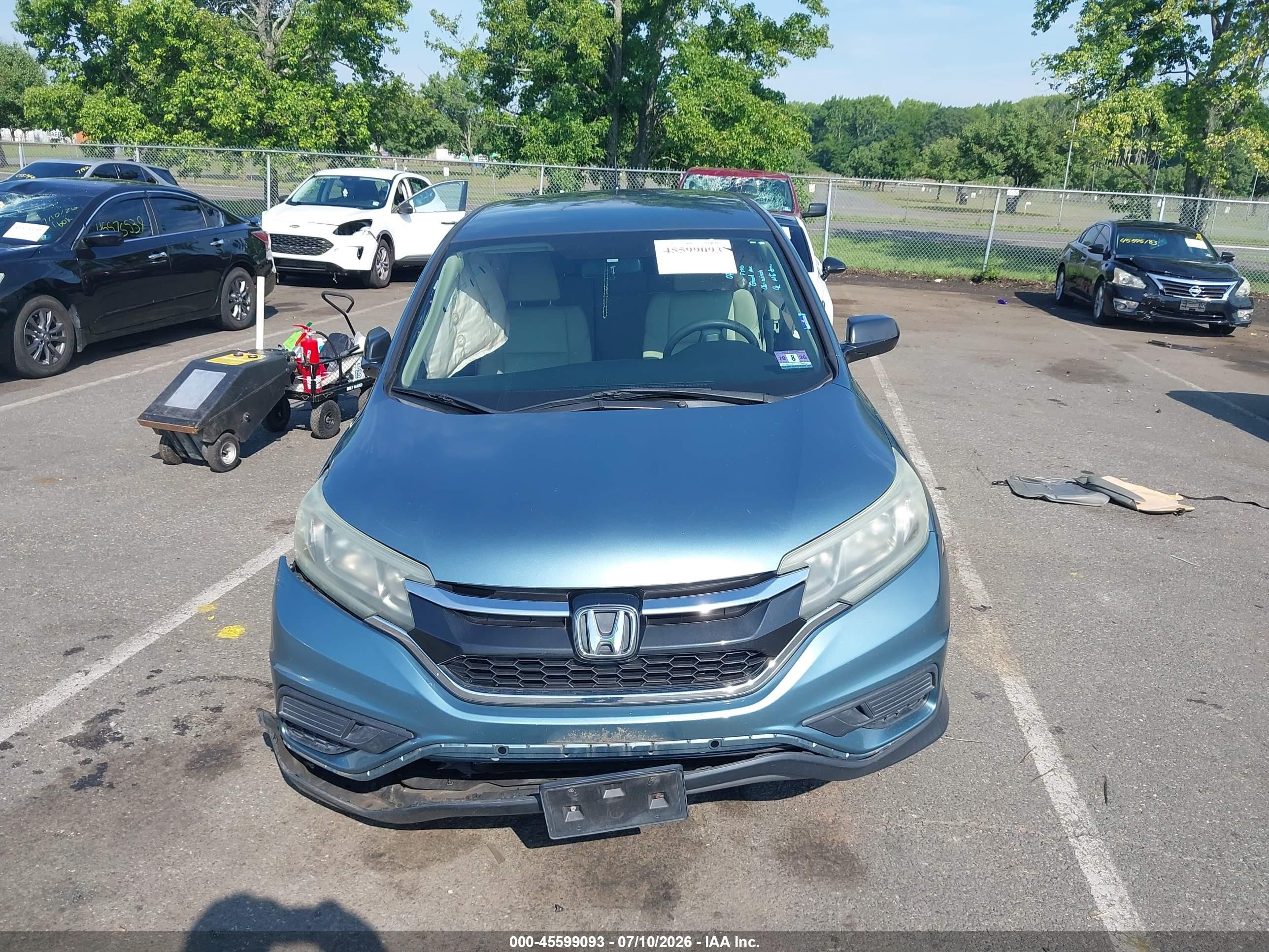 2015 Honda Cr-v Lx Blue vin: 5J6RM4H36FL004606