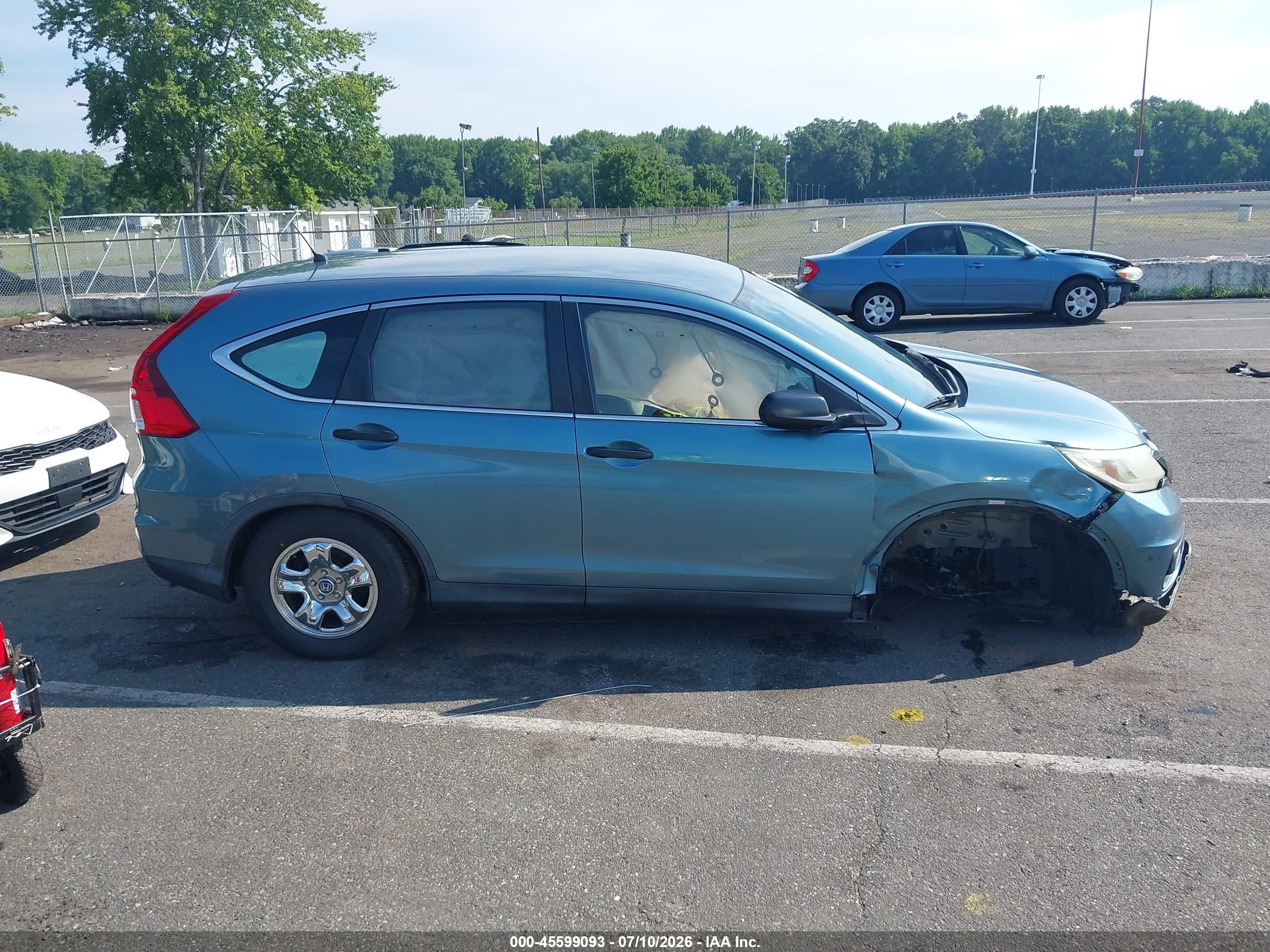 2015 Honda Cr-v Lx Blue vin: 5J6RM4H36FL004606