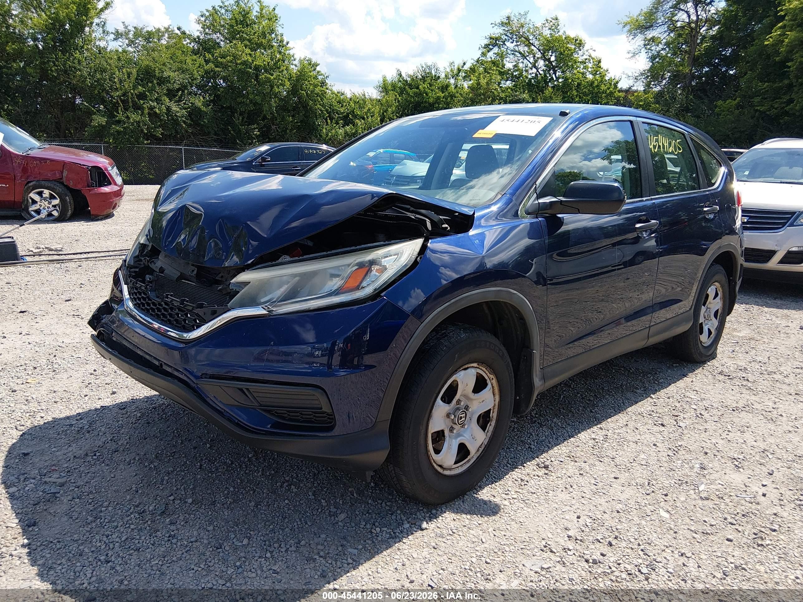2015 Honda Cr-v Lx Blue vin: 5J6RM4H36FL035354